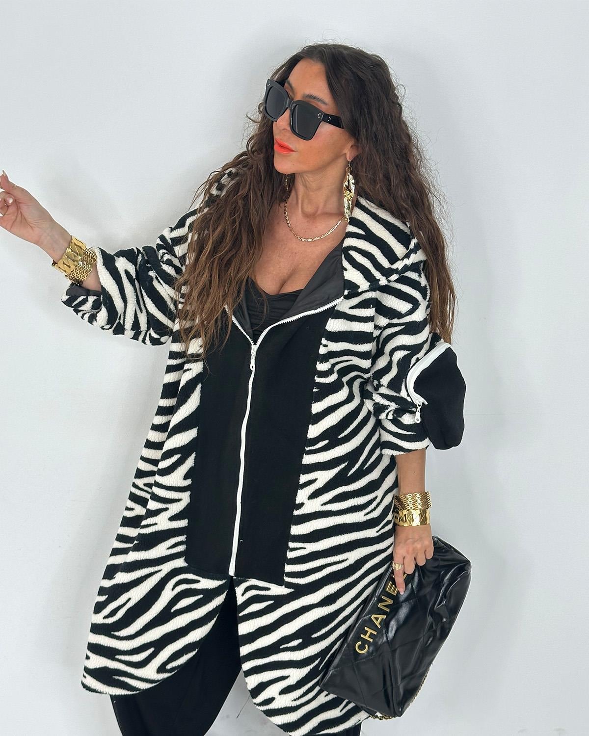 Fermuarlı Zebra Kaban
