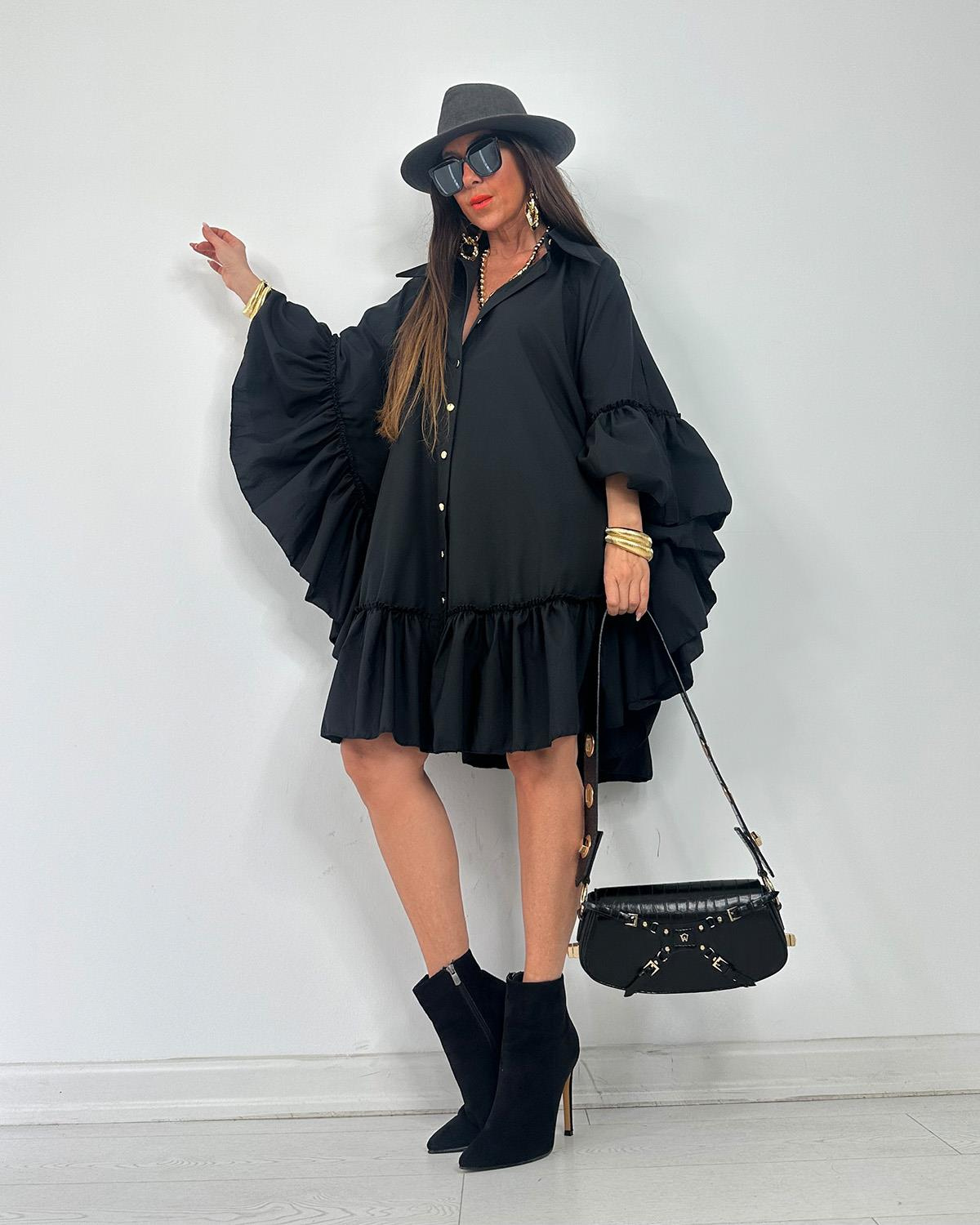 Fırfırlı Tunik Siyah