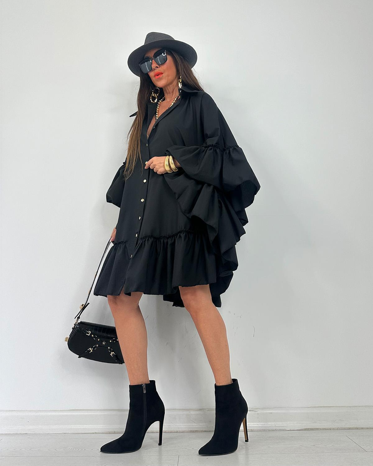 Fırfırlı Tunik Siyah