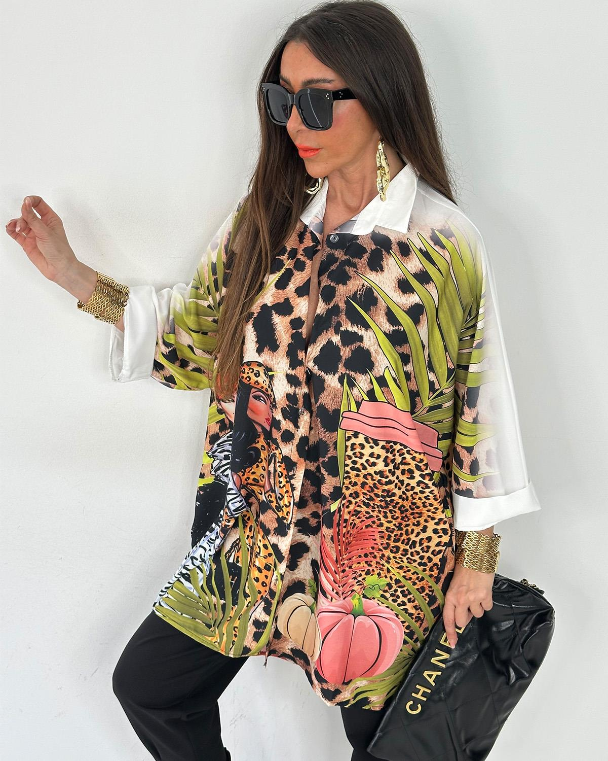 Flooransa Tunik Yapraklı Leopar