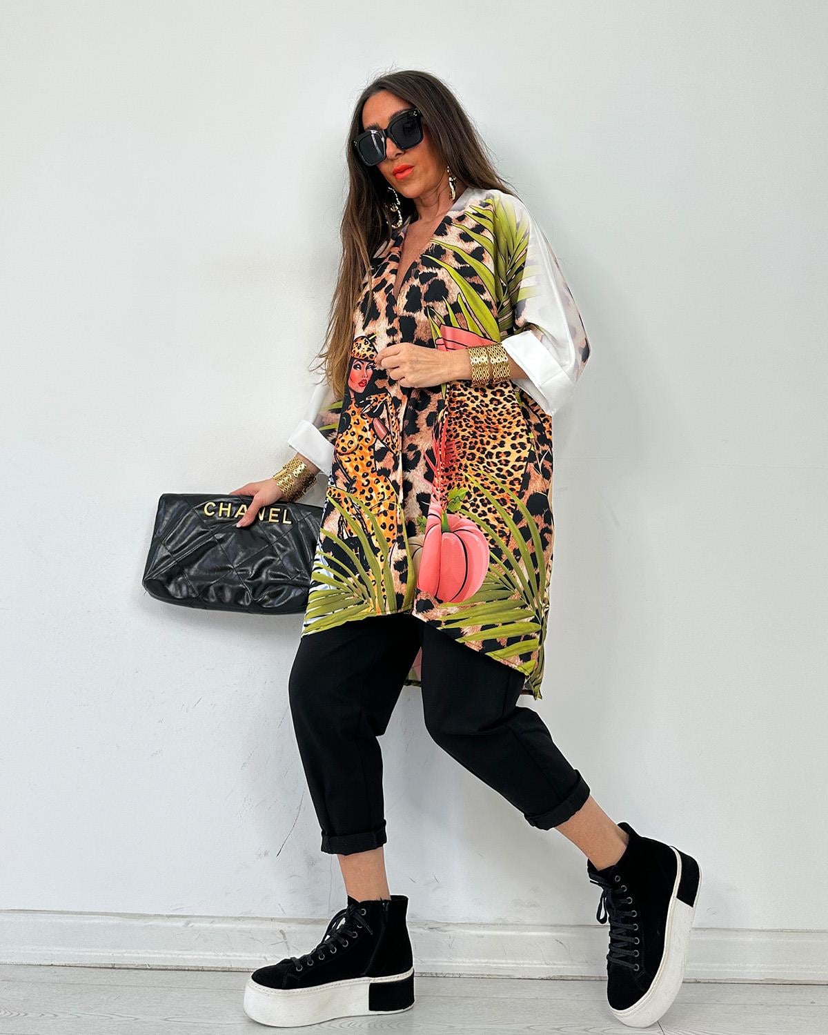 Flooransa Tunik Yapraklı Leopar