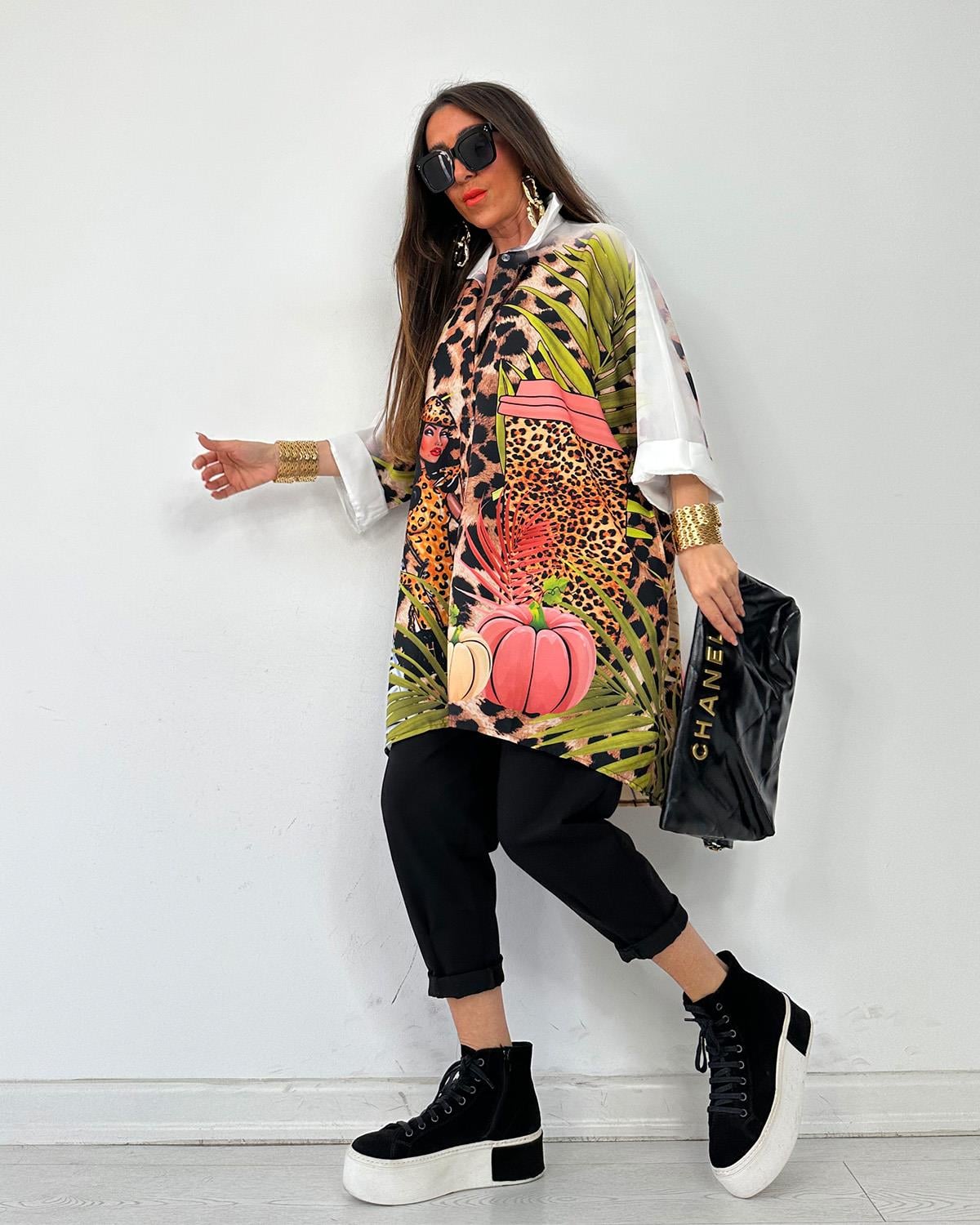 Flooransa Tunik Yapraklı Leopar