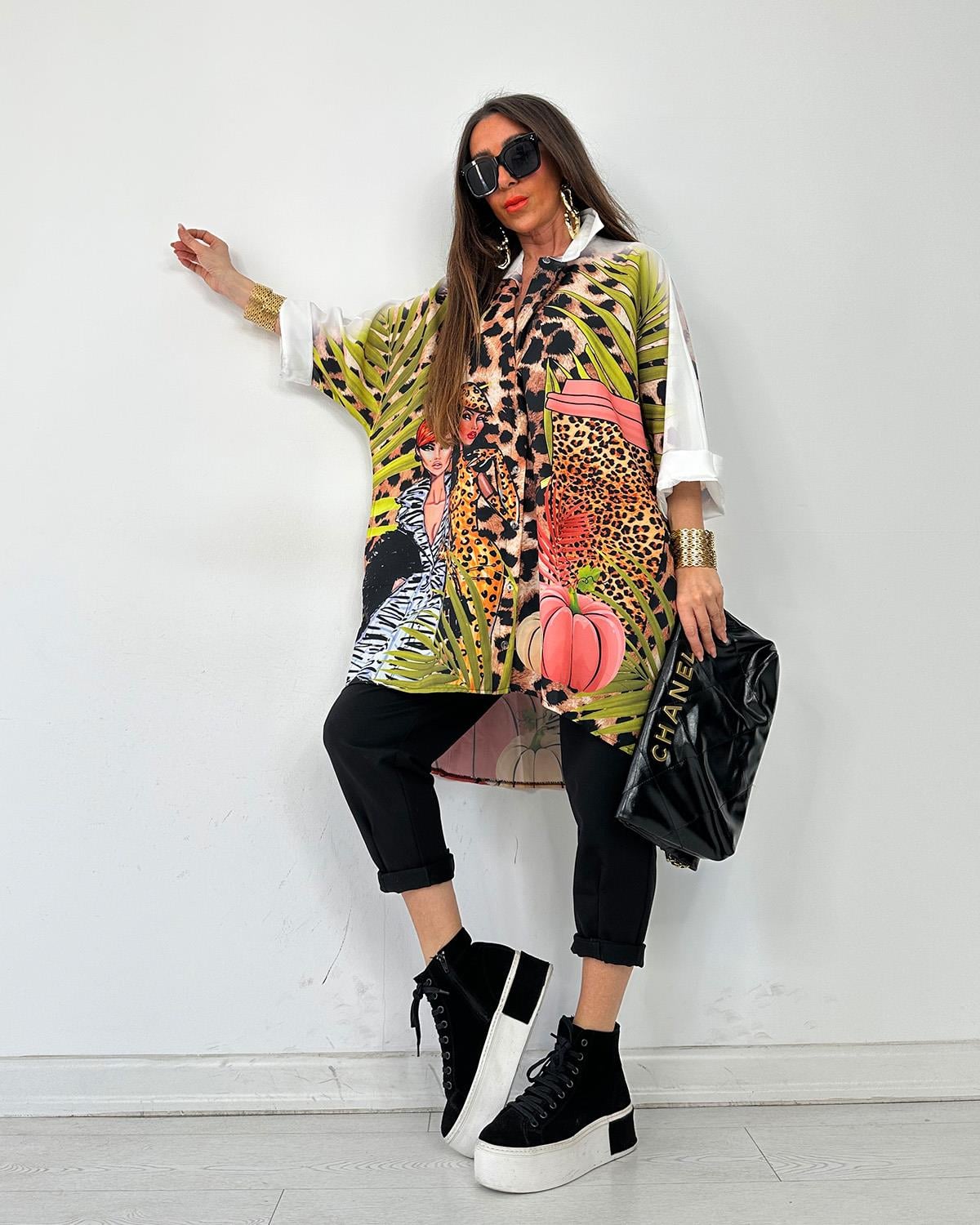 Flooransa Tunik Yapraklı Leopar