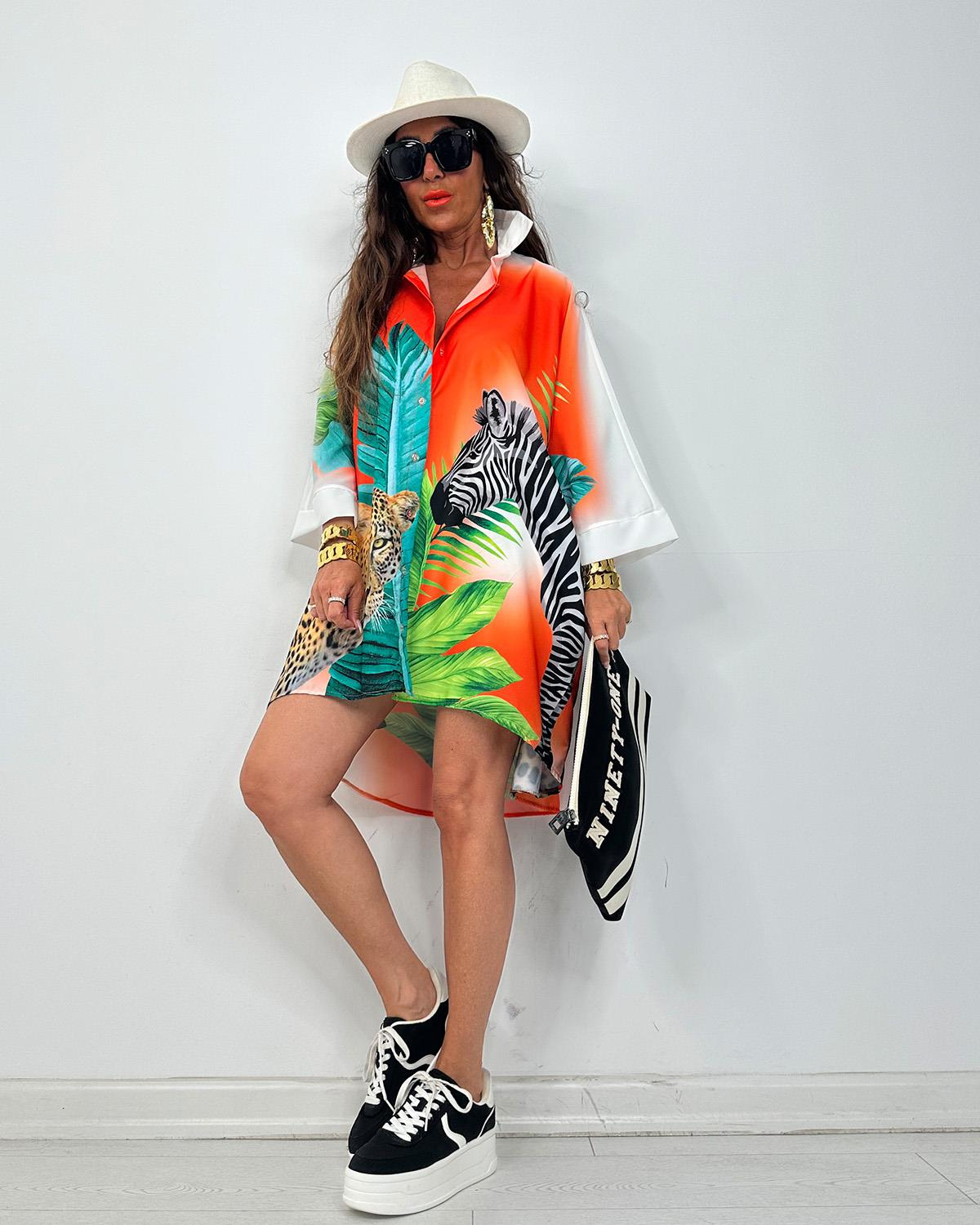 Floransa Tunik Orange Kaplan Zebra