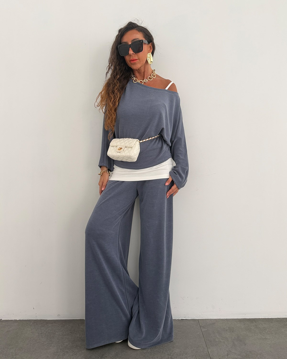Frida Beyaz Atletli Üçlü Takım İndigo