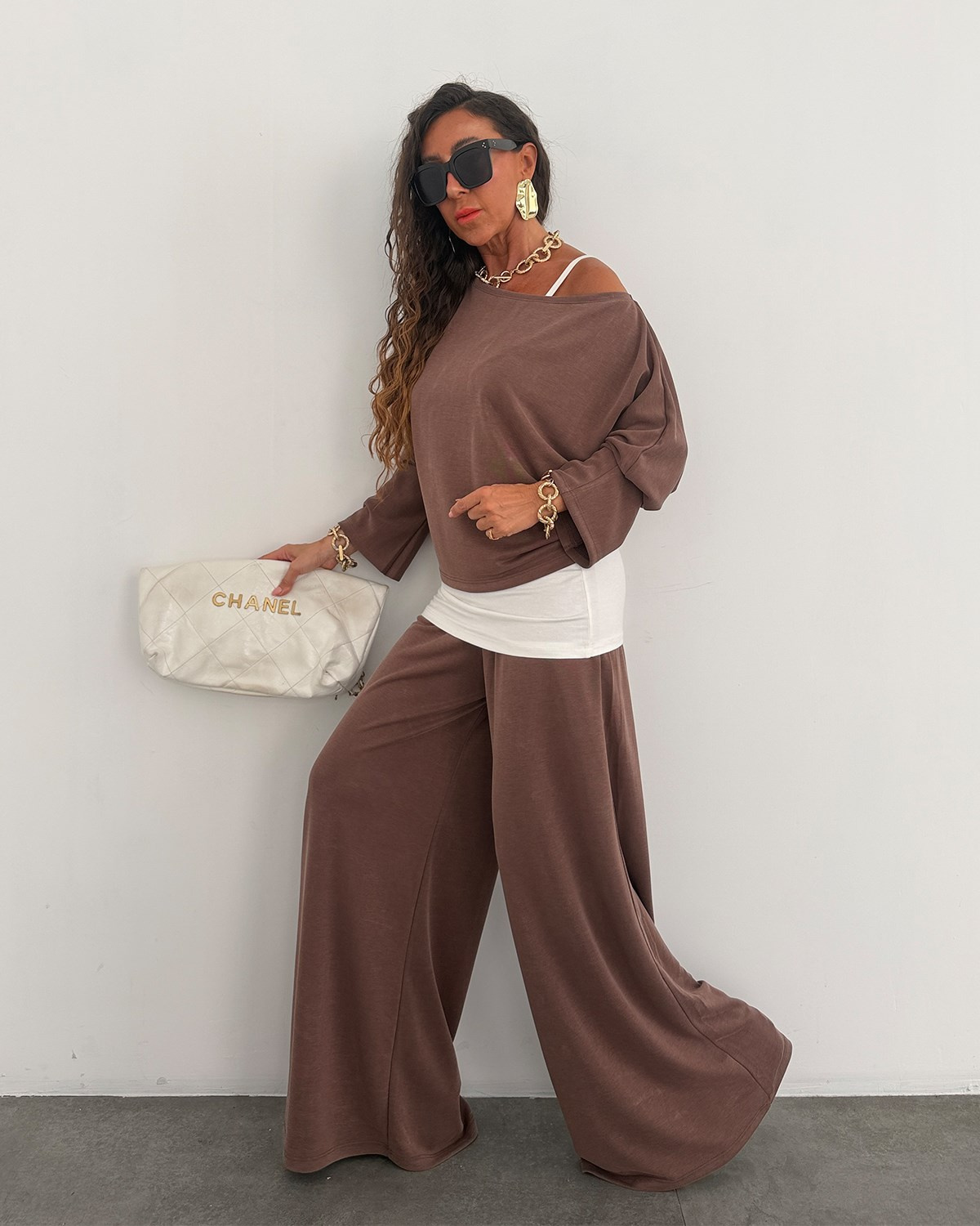 Frida Beyaz Atletli Üçlü Takım Kahve