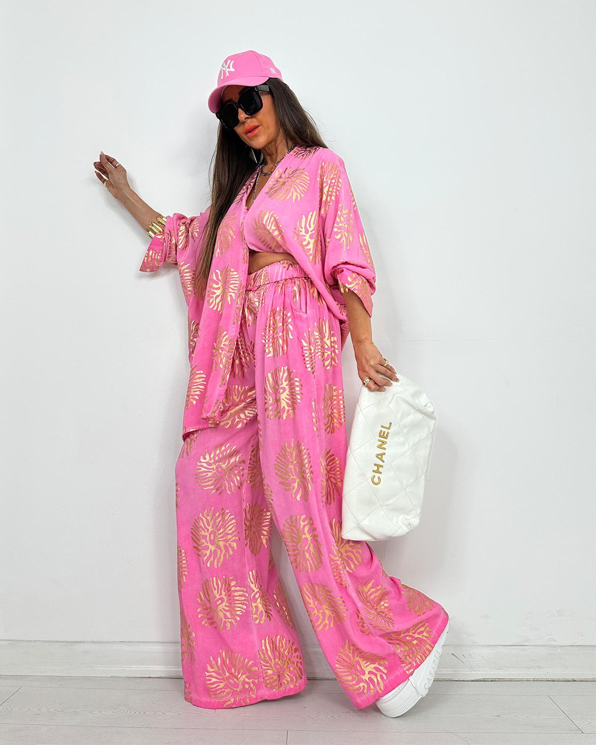 Ginger Varaklı Pantolonlu Takım Pembe