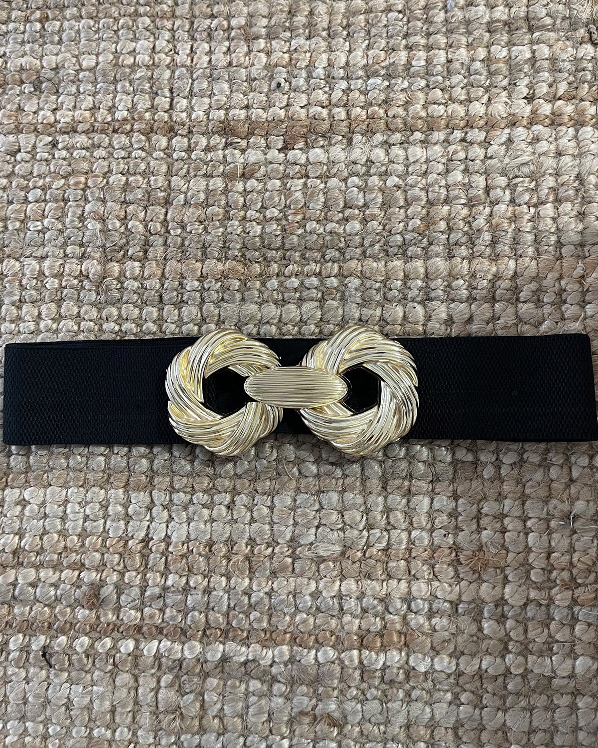 Gold Tokalı Lastikli Kemer Siyah