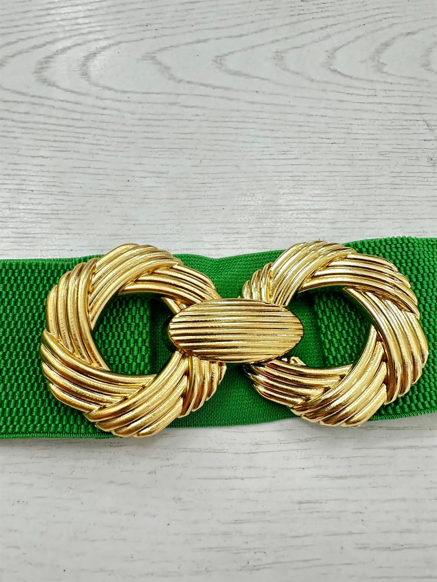 Gold Tokalı Lastikli Kemer Yeşil