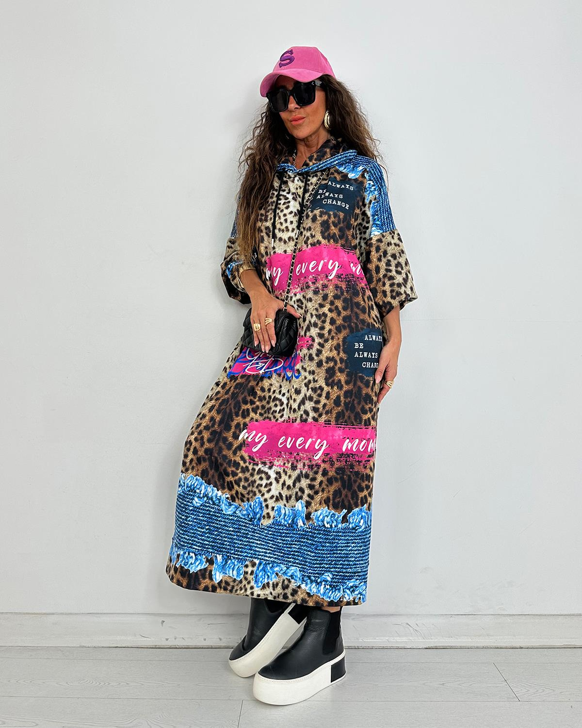Hera Yazılı Leopar Elbise