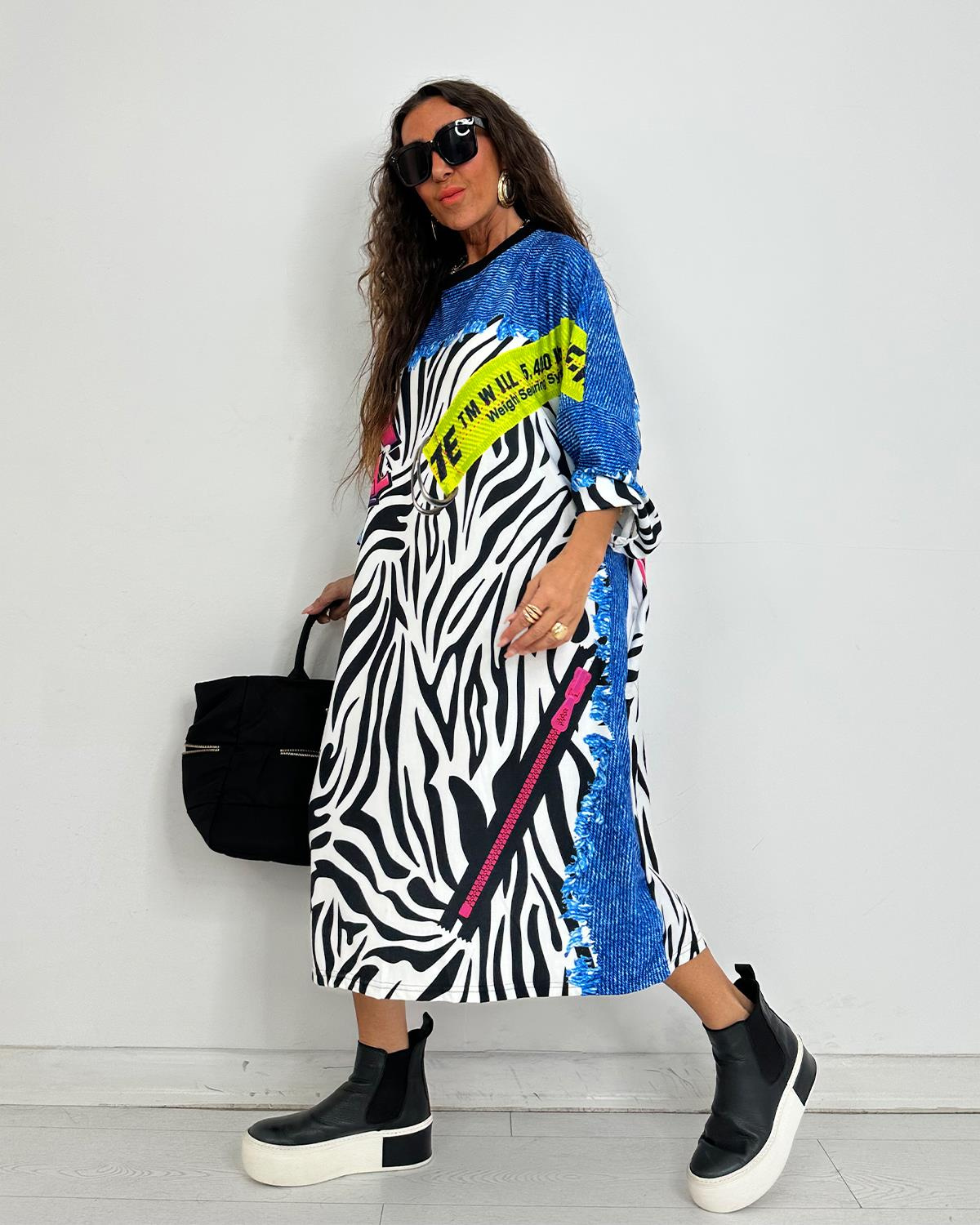 Hera Yazılı Zebra Elbise