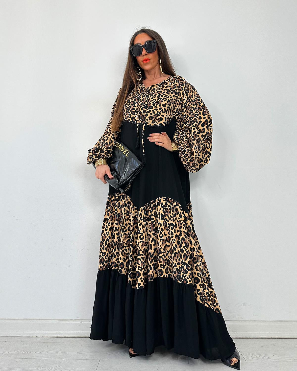 İspanyol Siyah Leopars Elbise