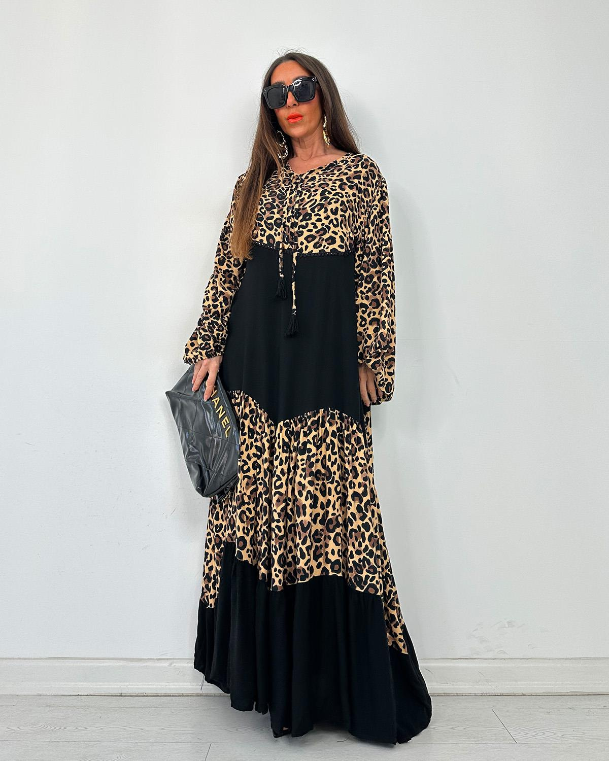İspanyol Siyah Leopars Elbise