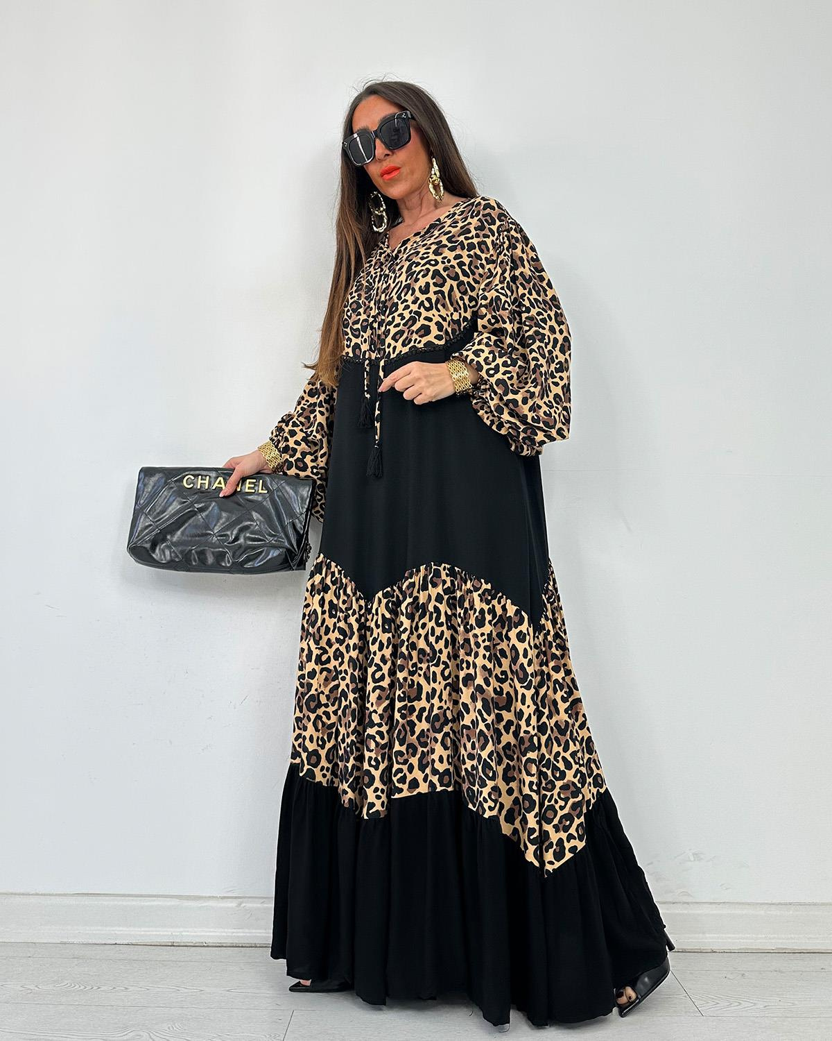 İspanyol Siyah Leopars Elbise