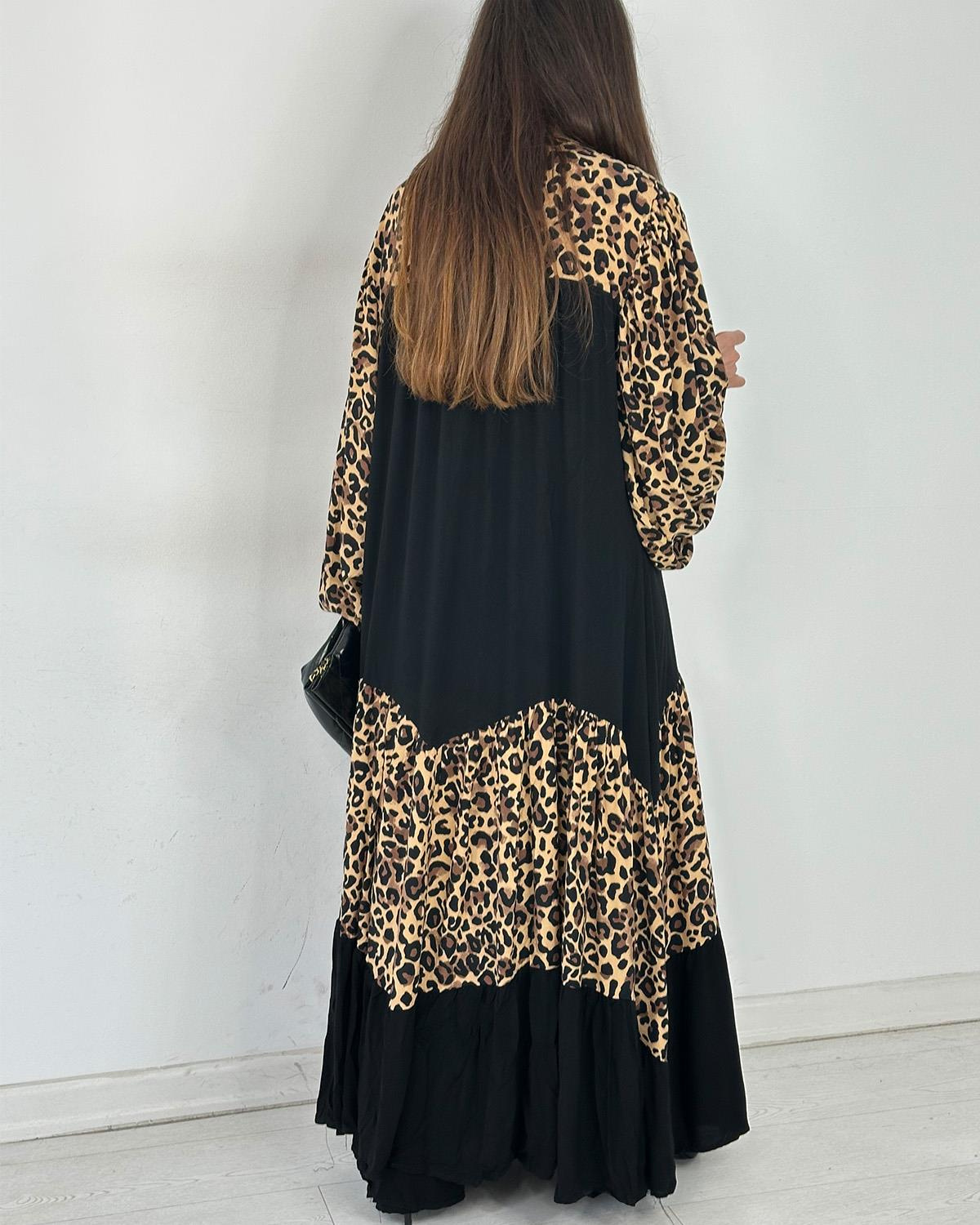 İspanyol Siyah Leopars Elbise