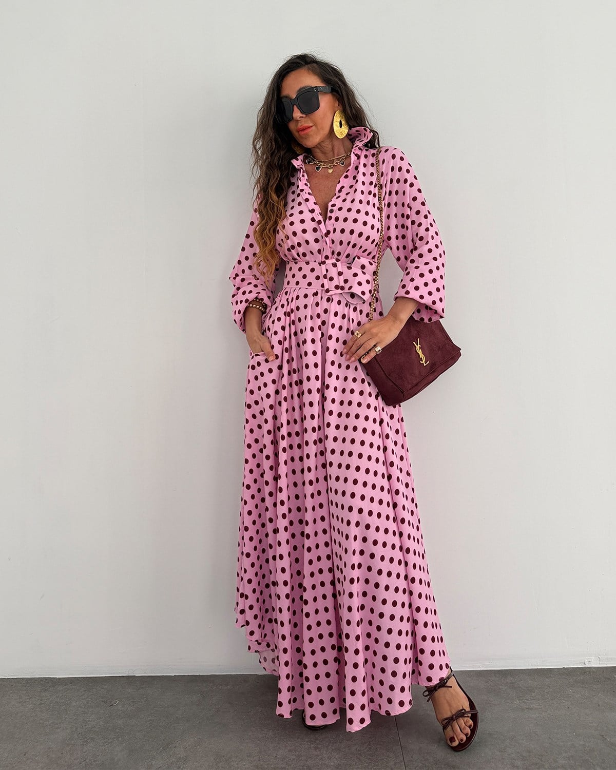 Jayla Puantiye Elbise Pembe