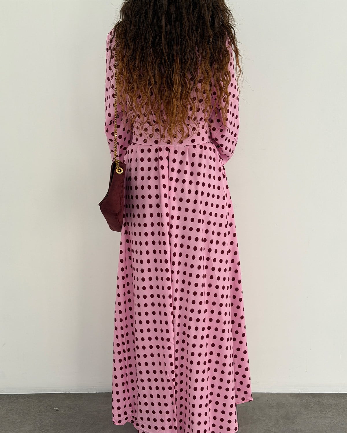 Jayla Puantiye Elbise Pembe