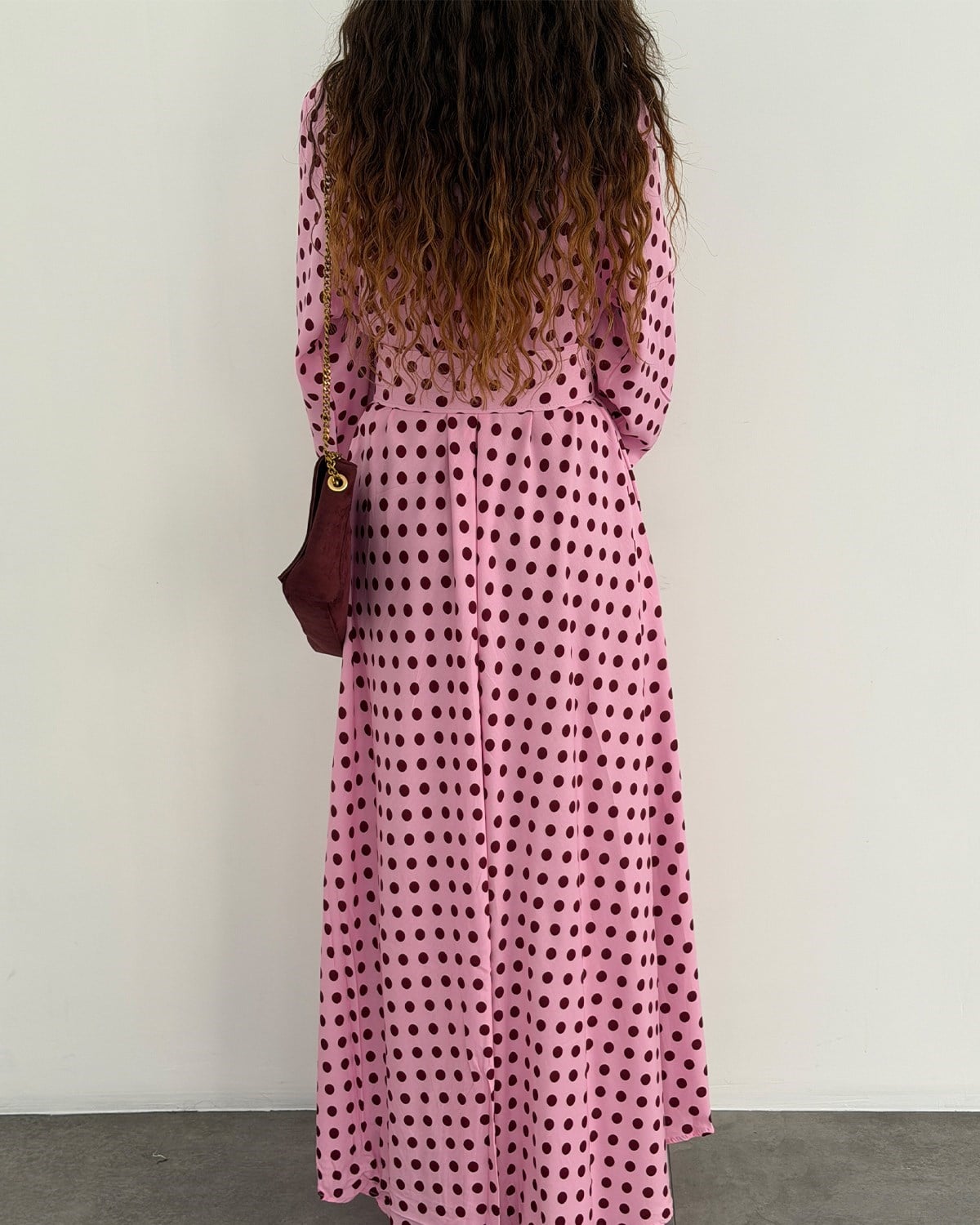 Jayla Puantiye Elbise Pembe