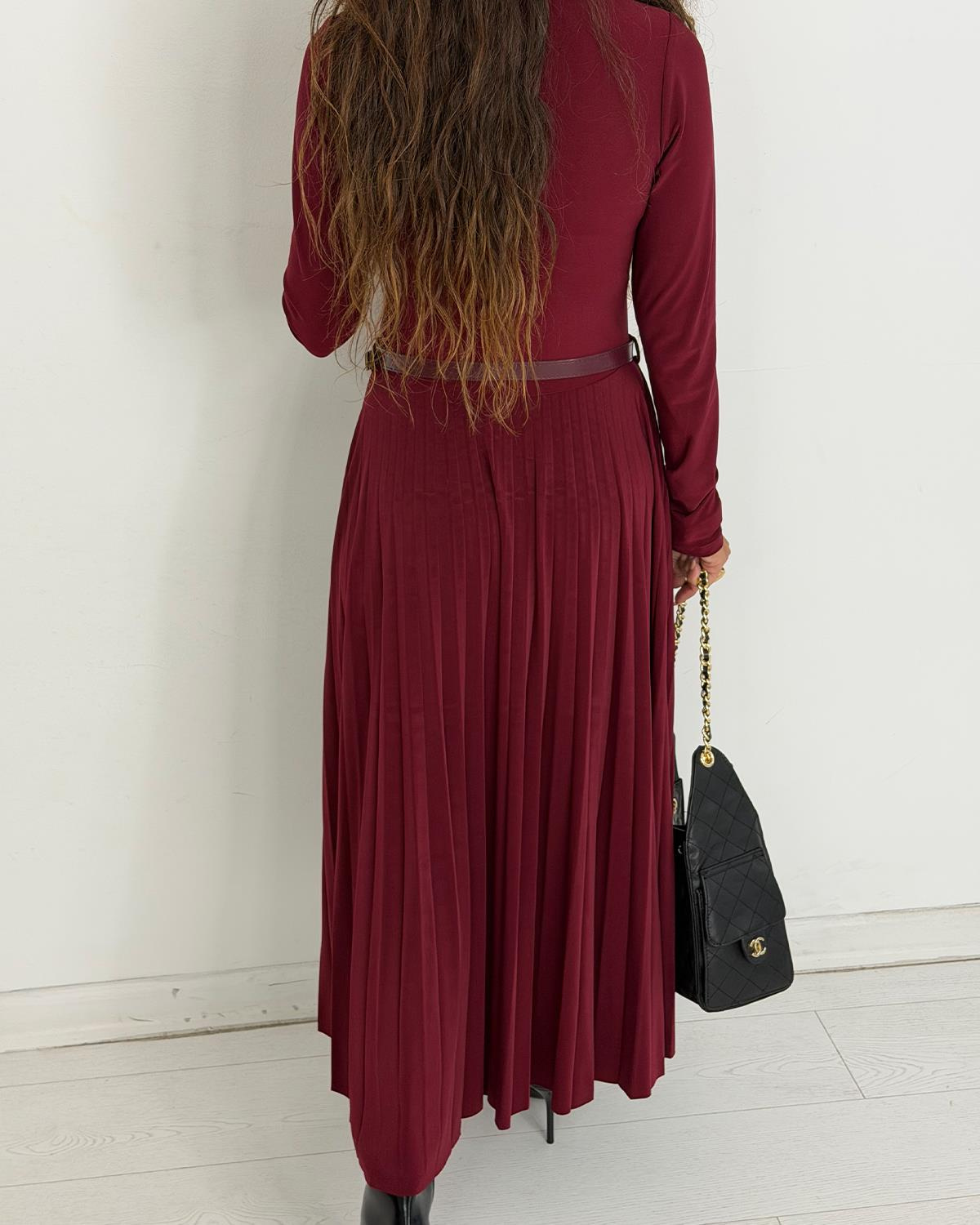 Julia Kemerli Elbise Bordo