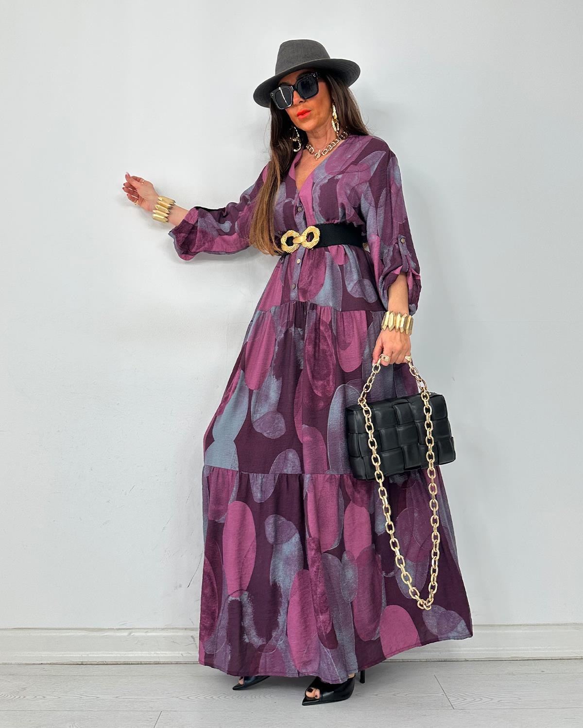 Julya Batik Elbise Bordo