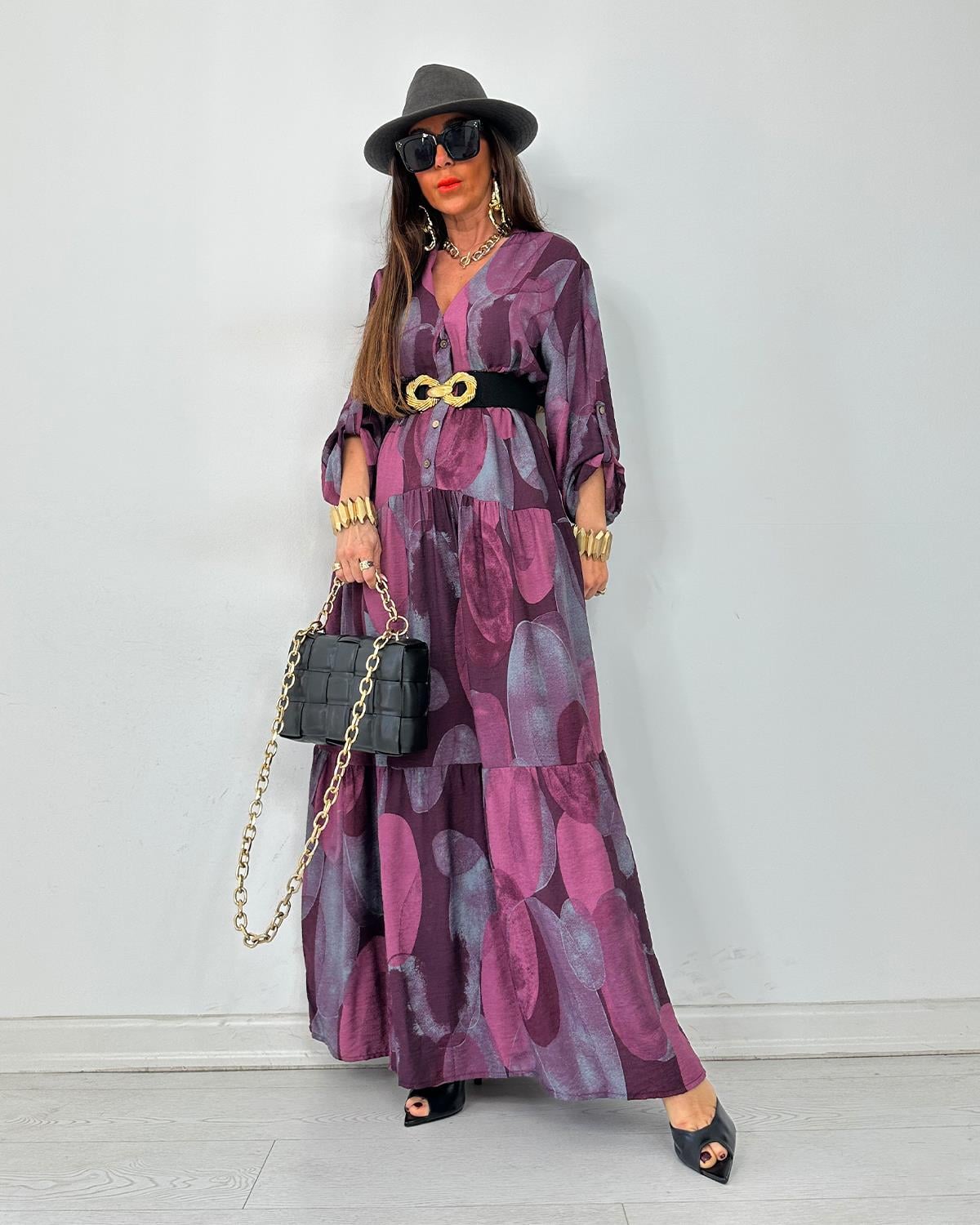 Julya Batik Elbise Bordo