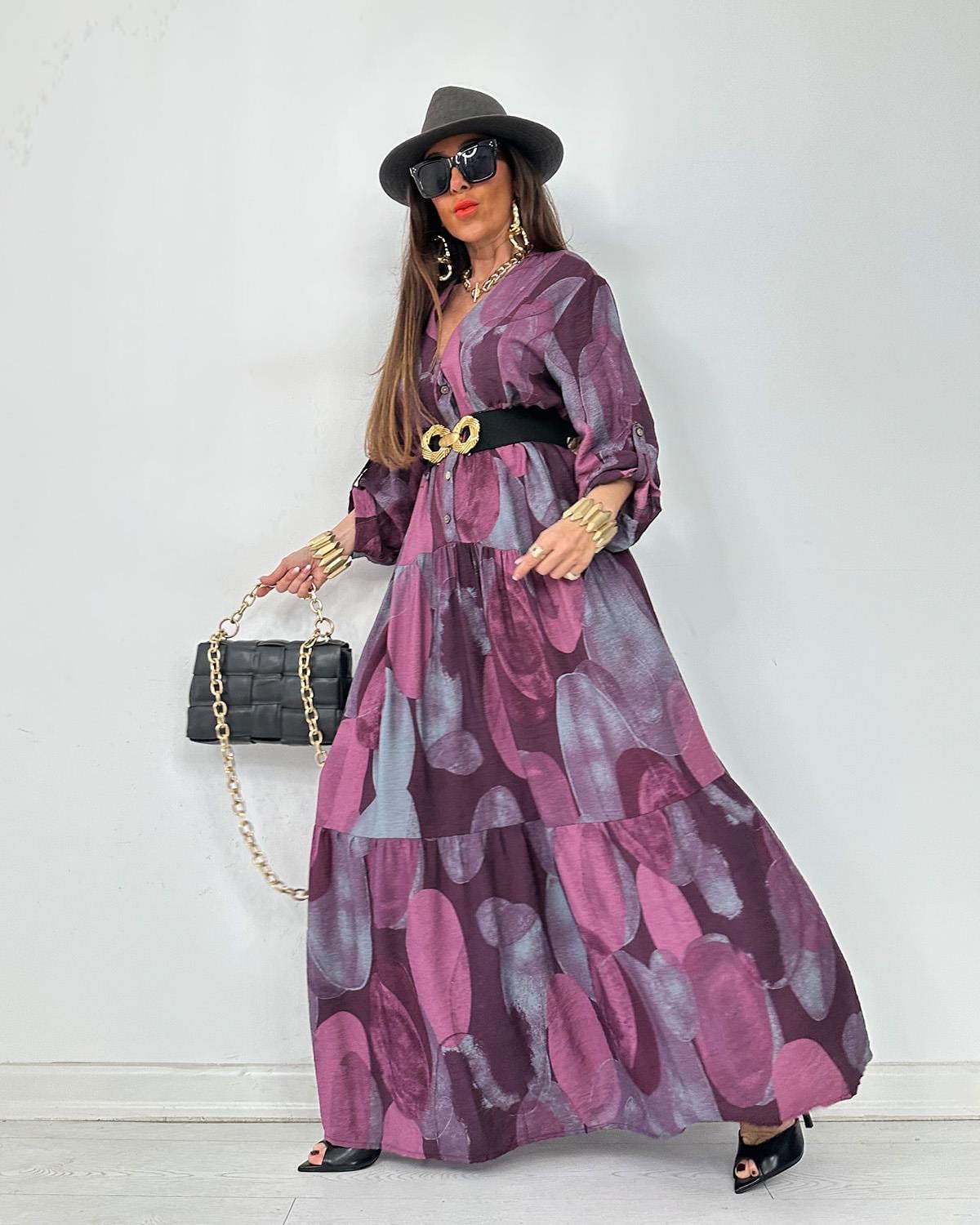 Julya Batik Elbise Bordo