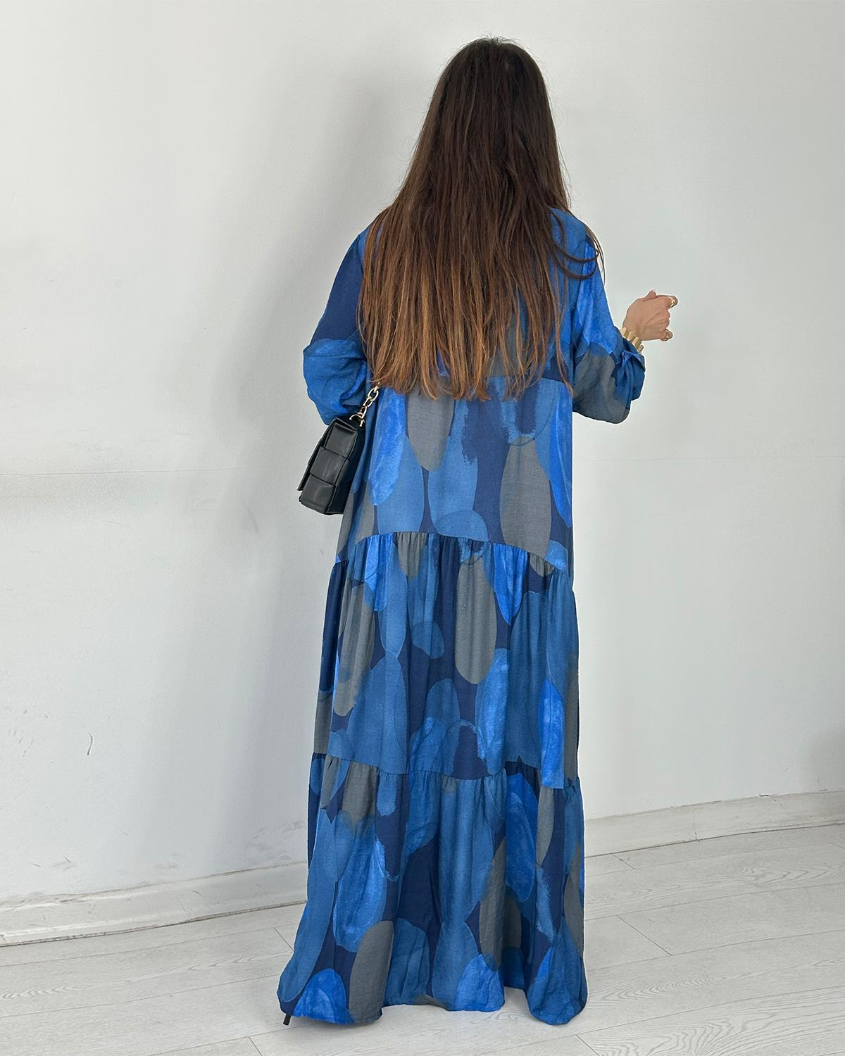 Julya Batik Elbise İndigo