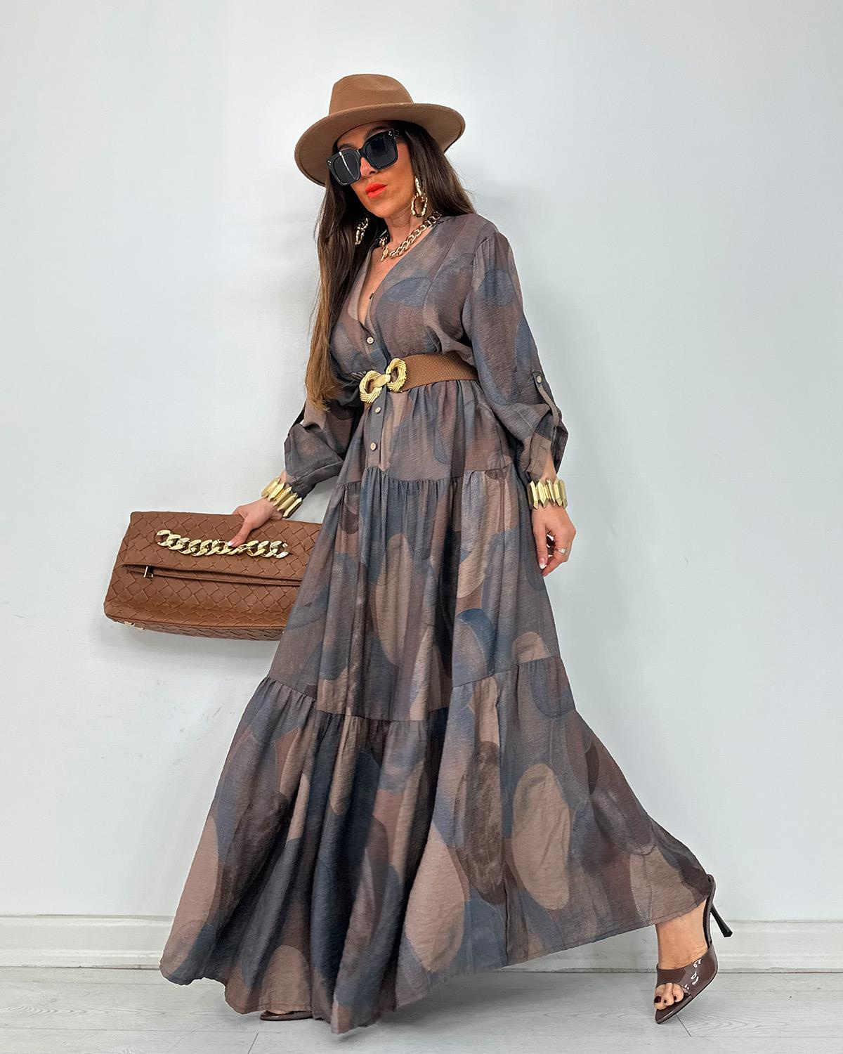 Julya Batik Elbise Kahve