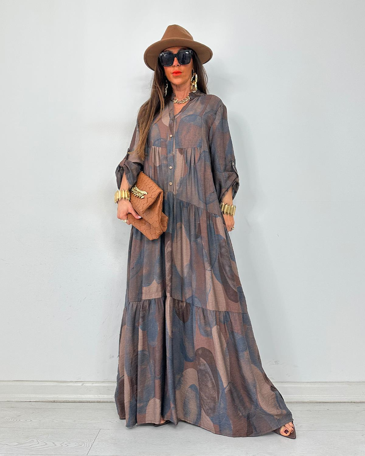 Julya Batik Elbise Kahve