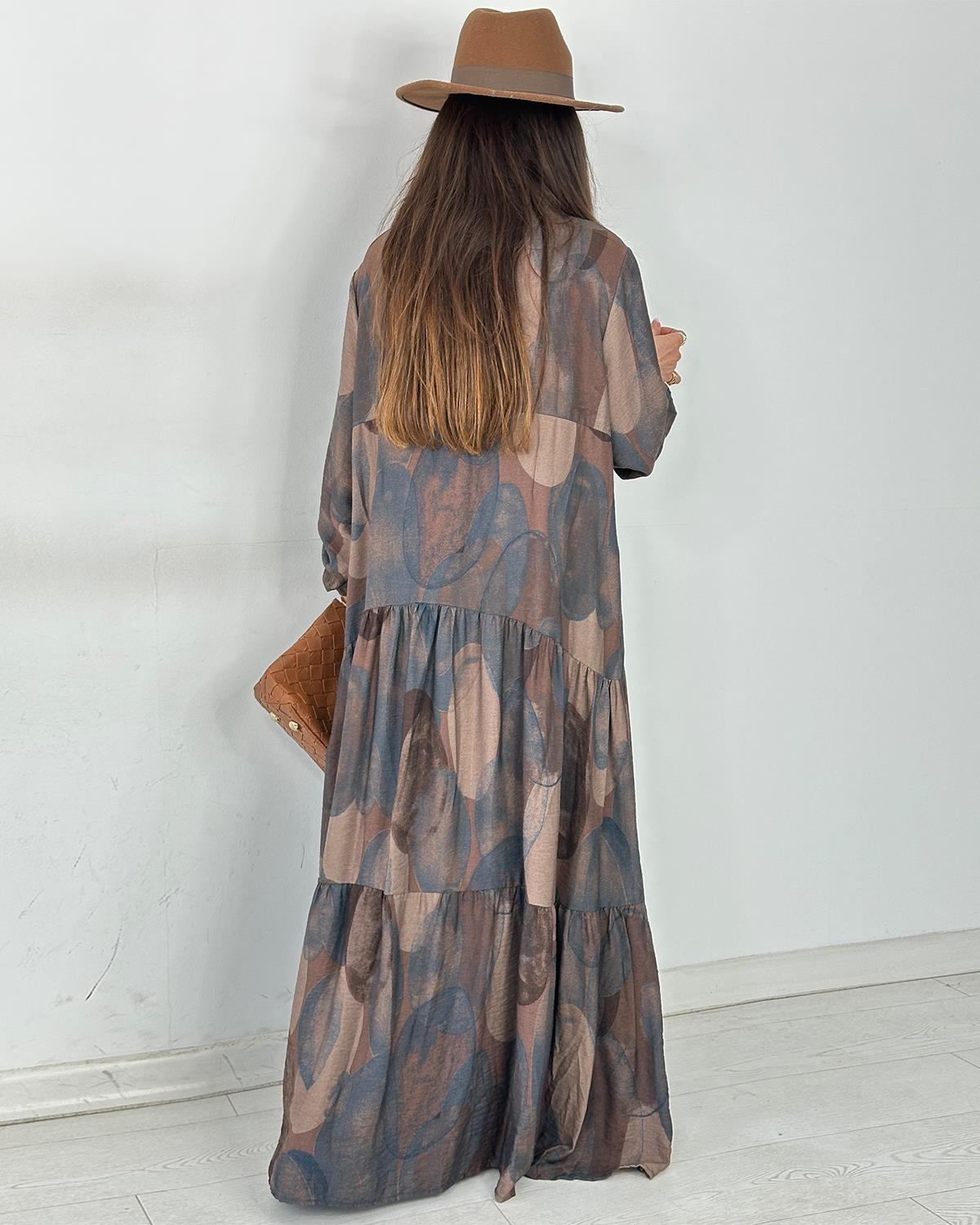 Julya Batik Elbise Kahve