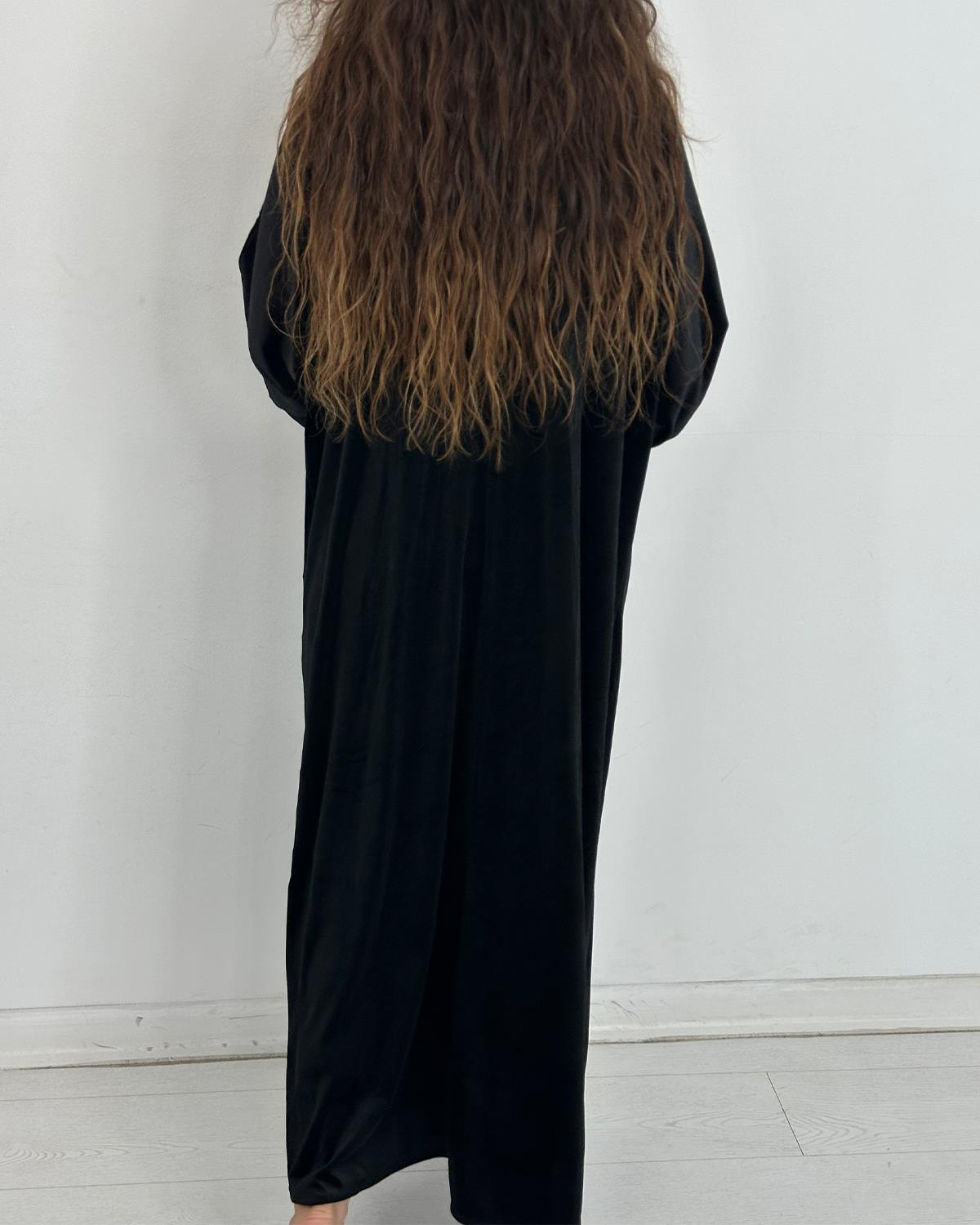 Kadife İtalyan Kimono Siyah
