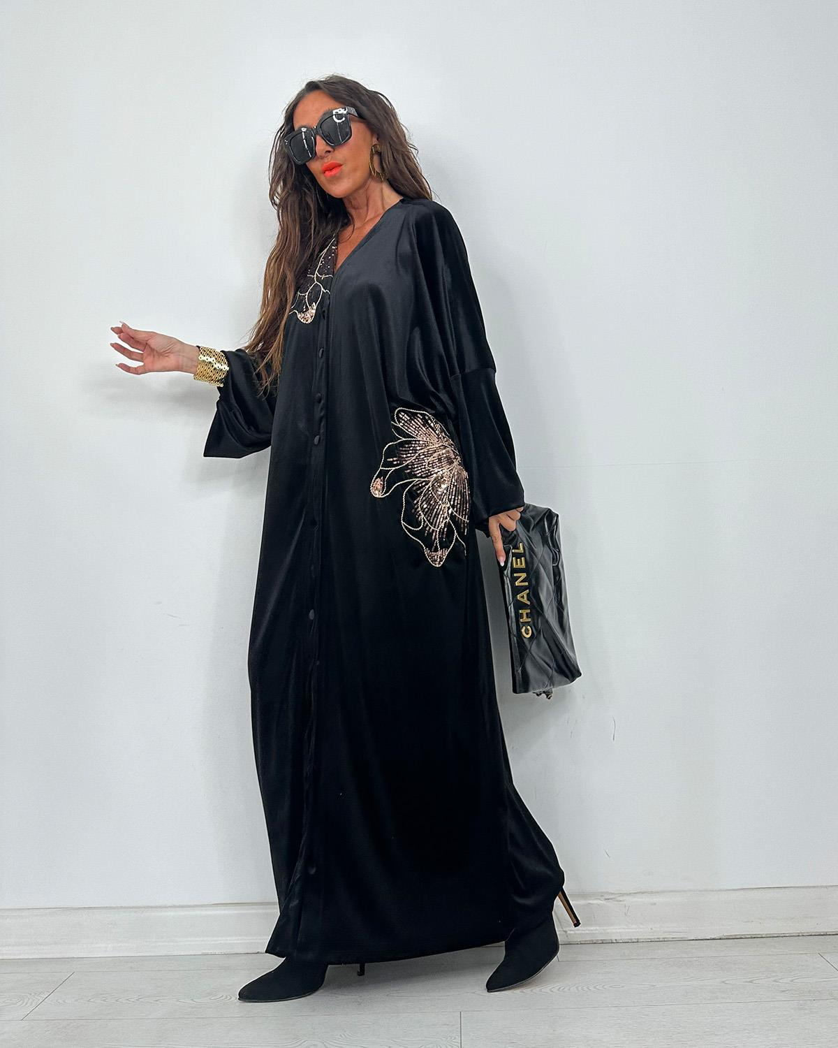 Kadife Taşlı Elbise