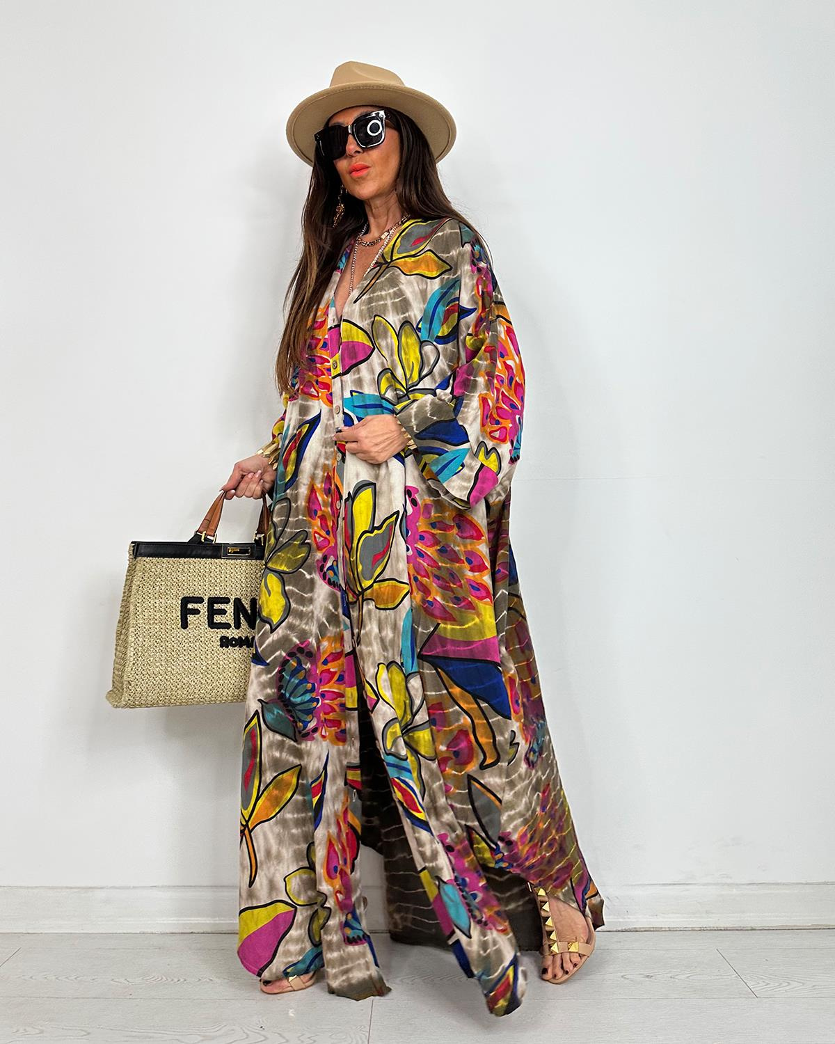 Kate Batik Desen Elbise Kahve