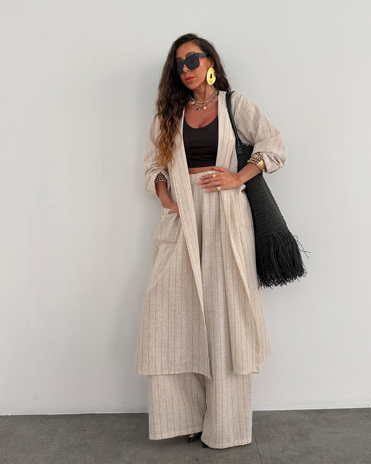 Kiera Keten Kimono Takım