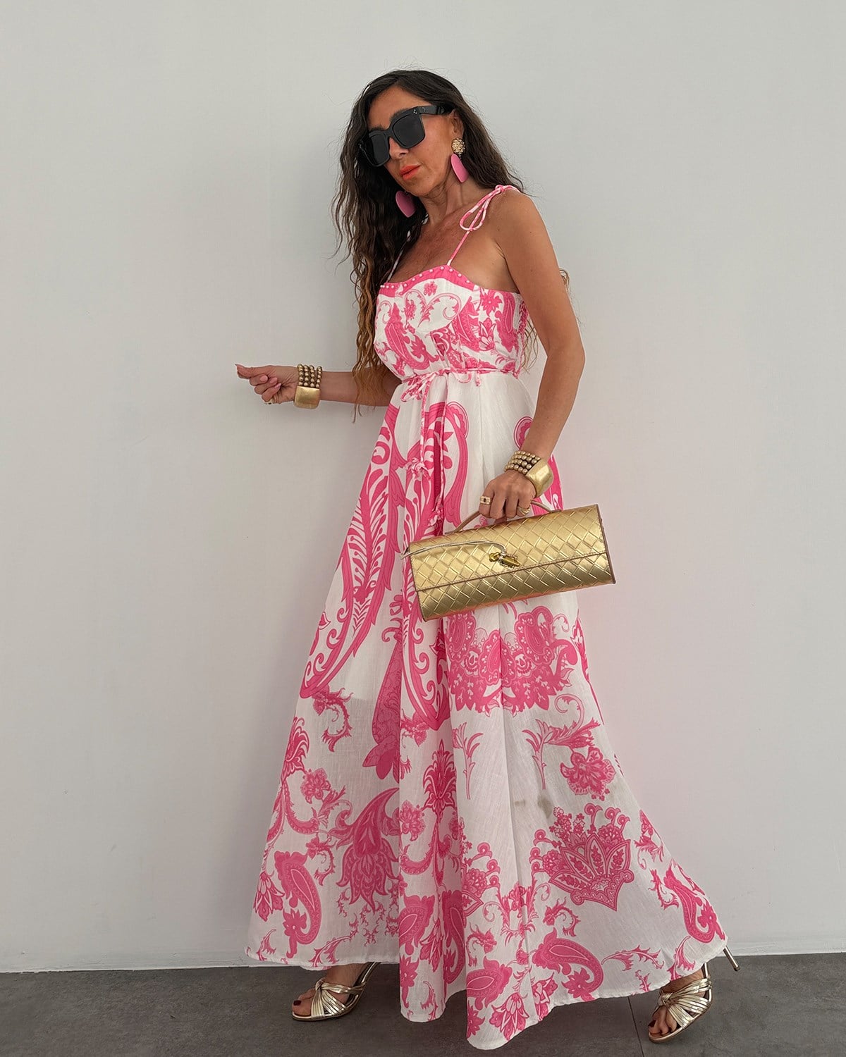Kontes Elbise Pembe