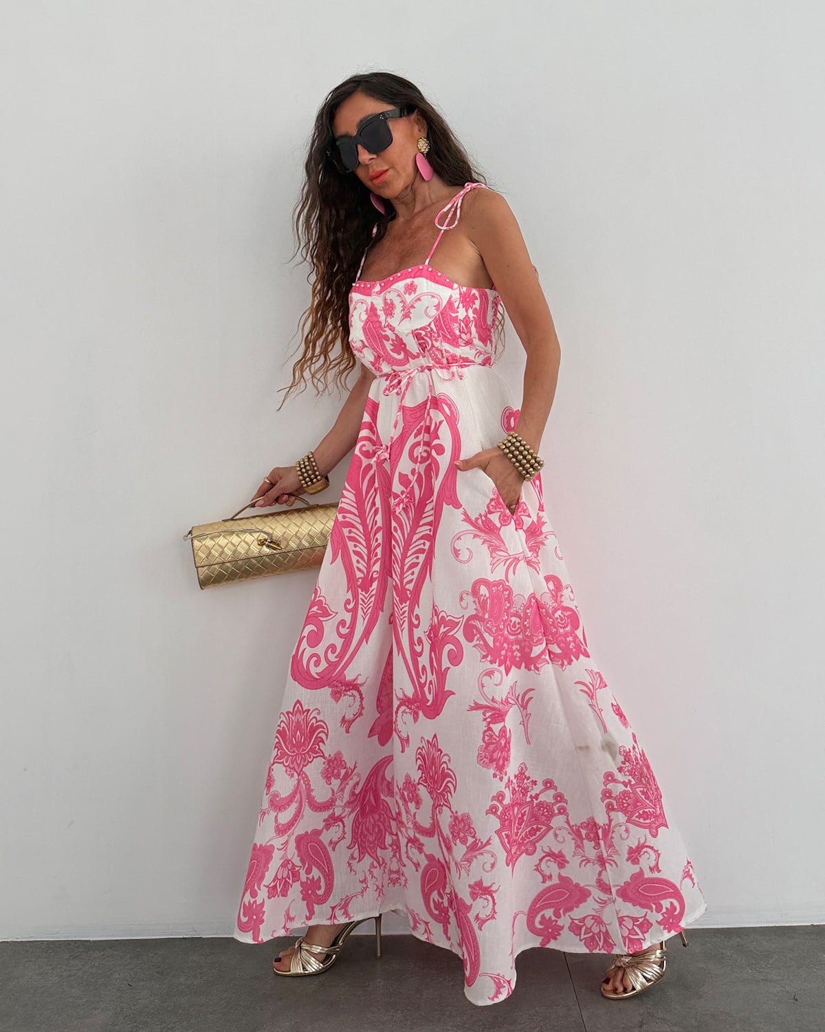 Kontes Elbise Pembe