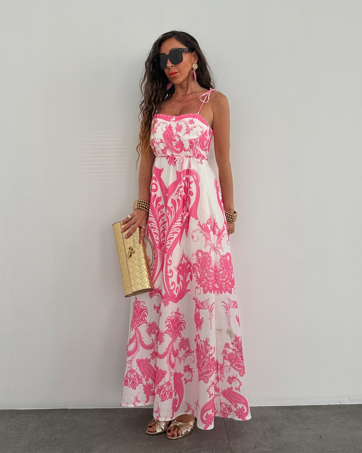 Kontes Elbise Pembe