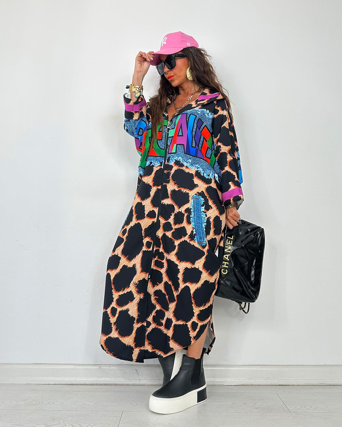 Leoparlı Sweatshirt Elbise