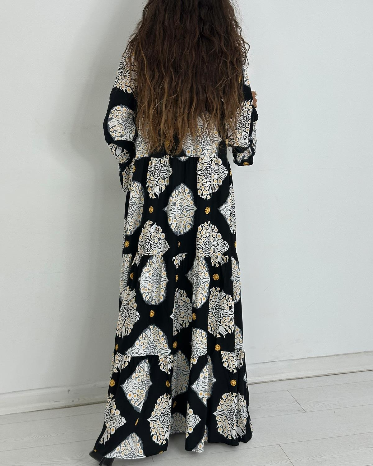 Madonna Yaka Elbise Siyah