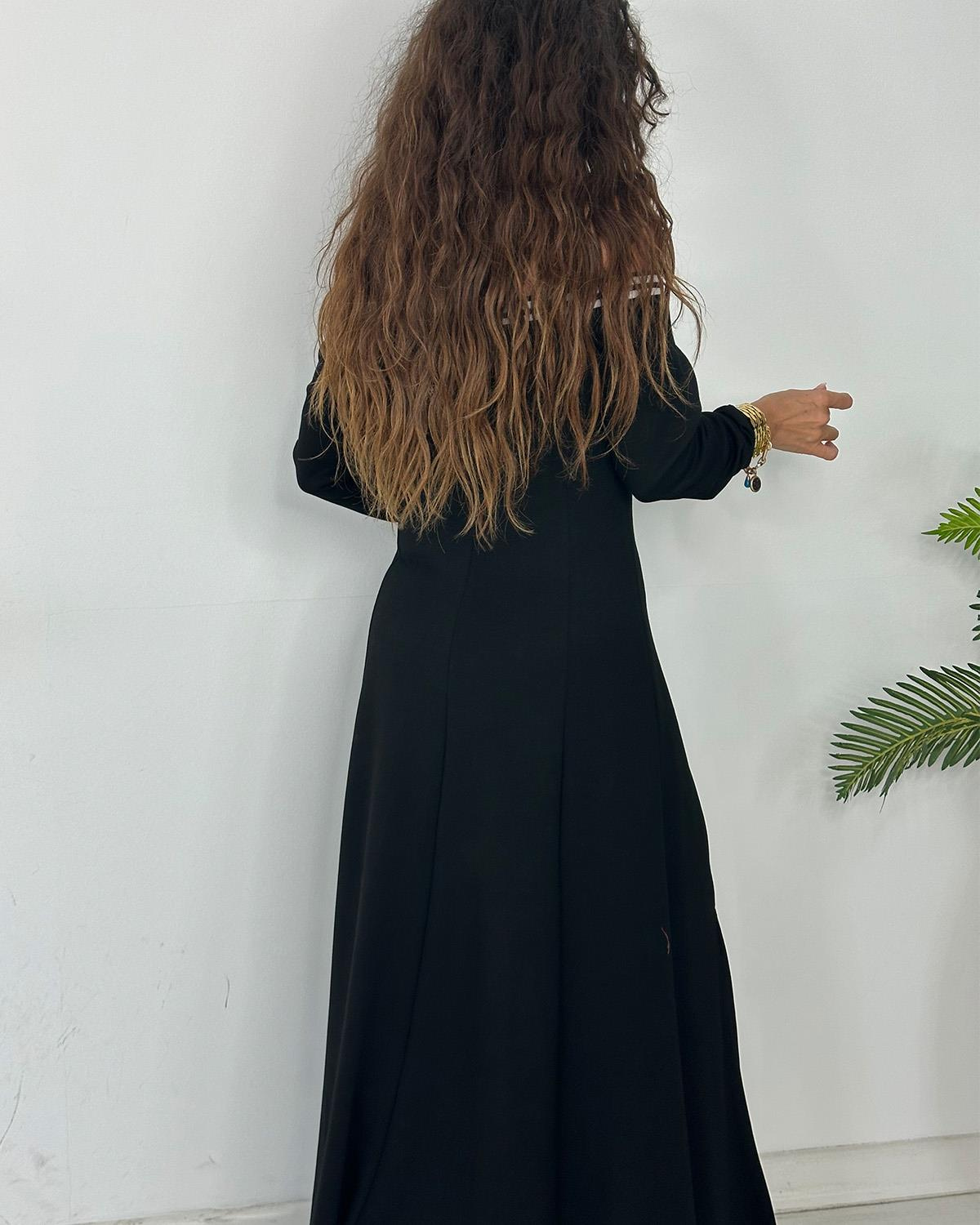 Madonna Yaka Triko Elbise Siyah