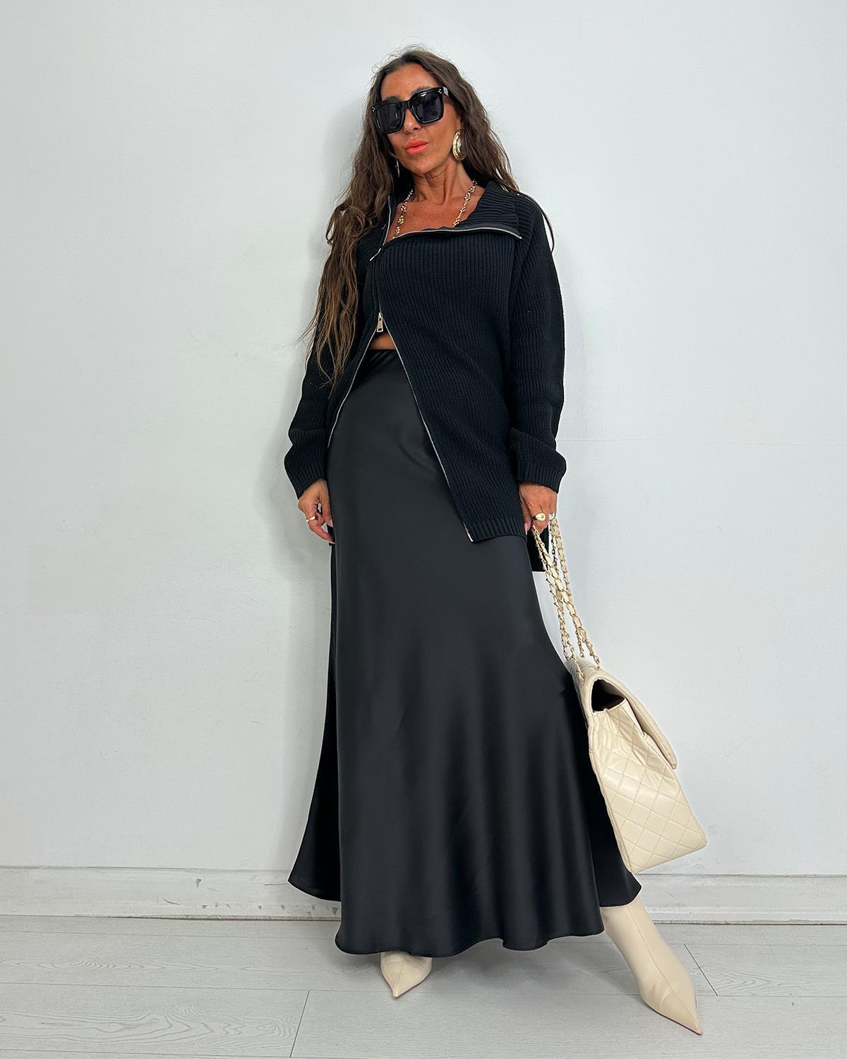Marta Saten Etek Siyah