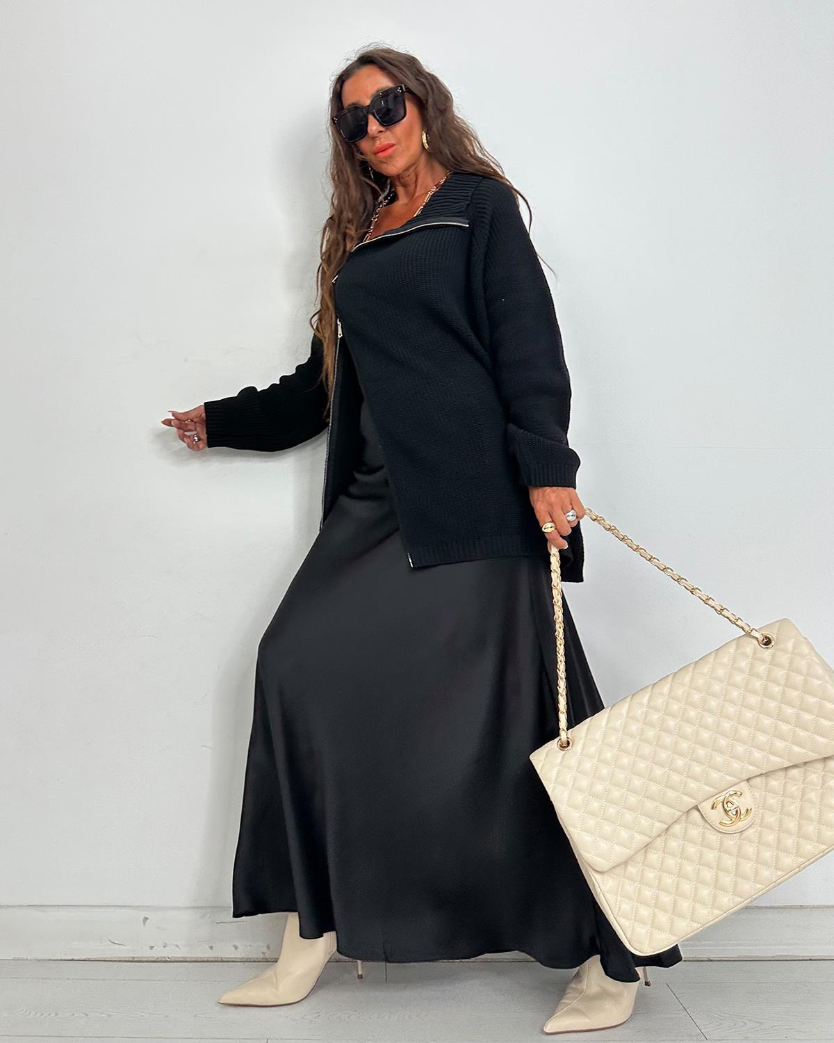 Marta Saten Etek Siyah