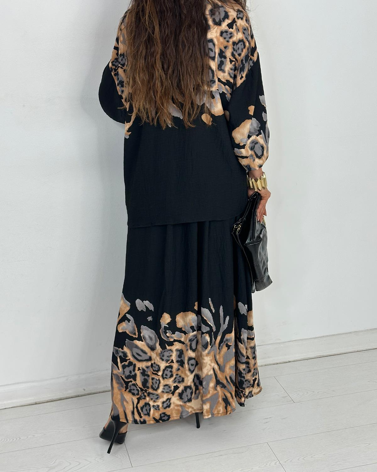 Miabella Leopar Takım Siyah