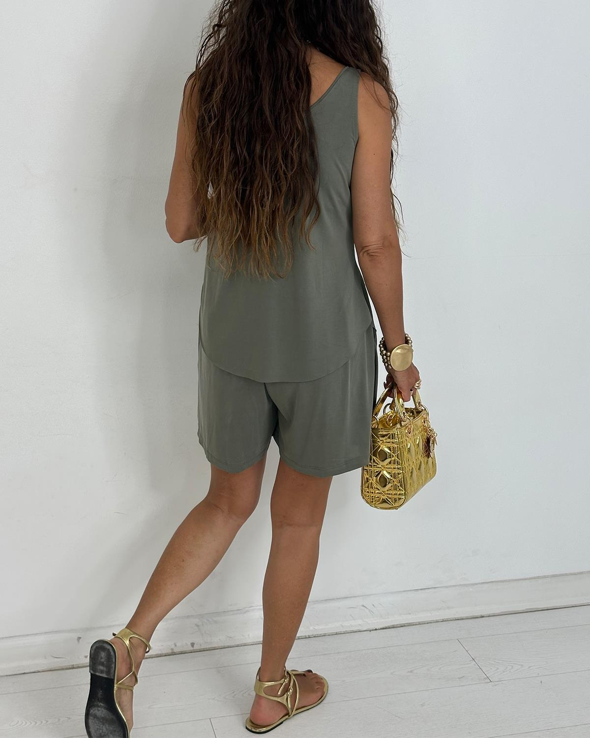 Modella Modal Şortlu Takım Haki