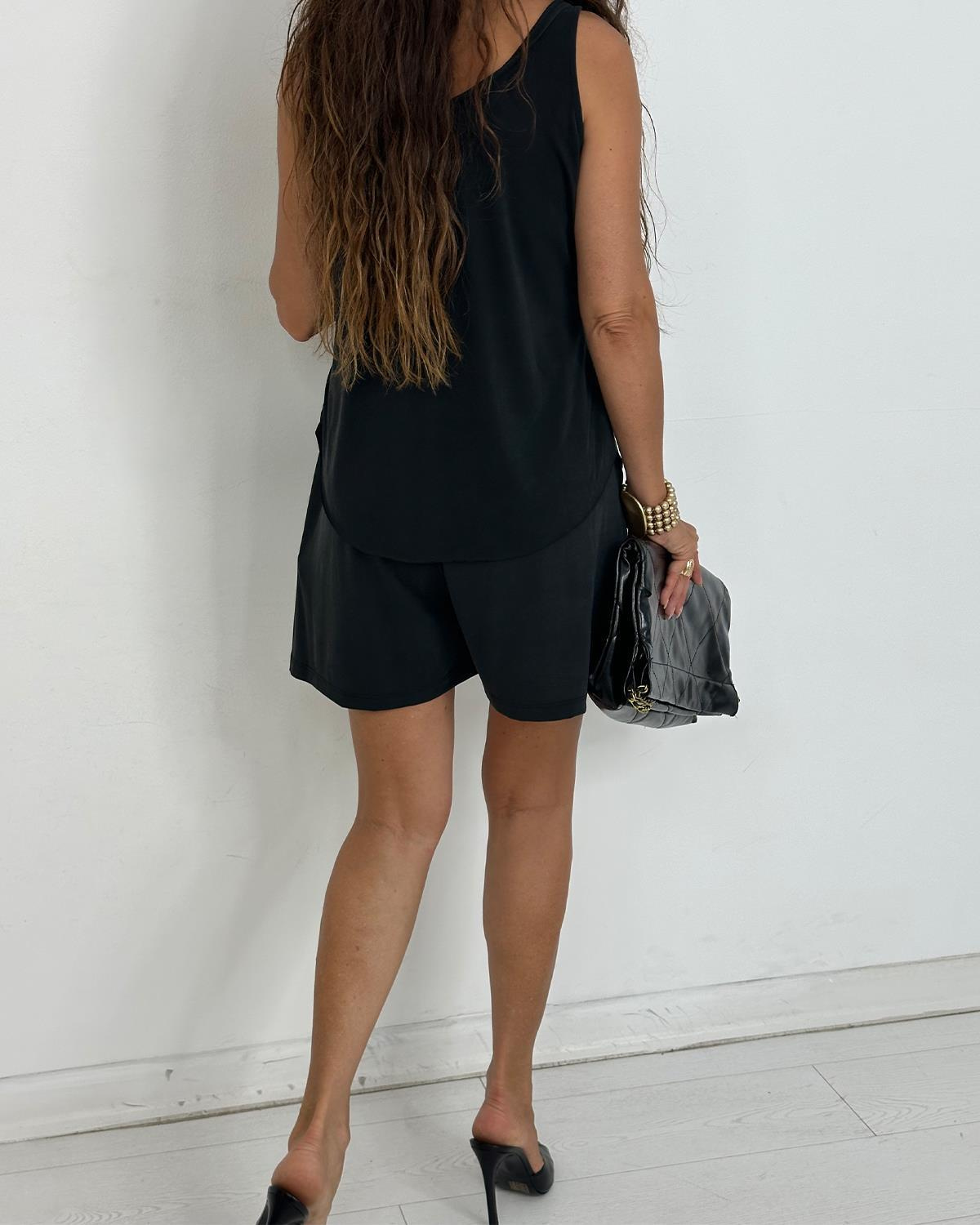 Modella Modal Şortlu Takım Siyah