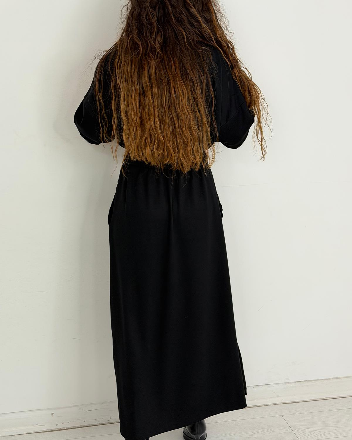 Monica Kemerli Elbise Siyah