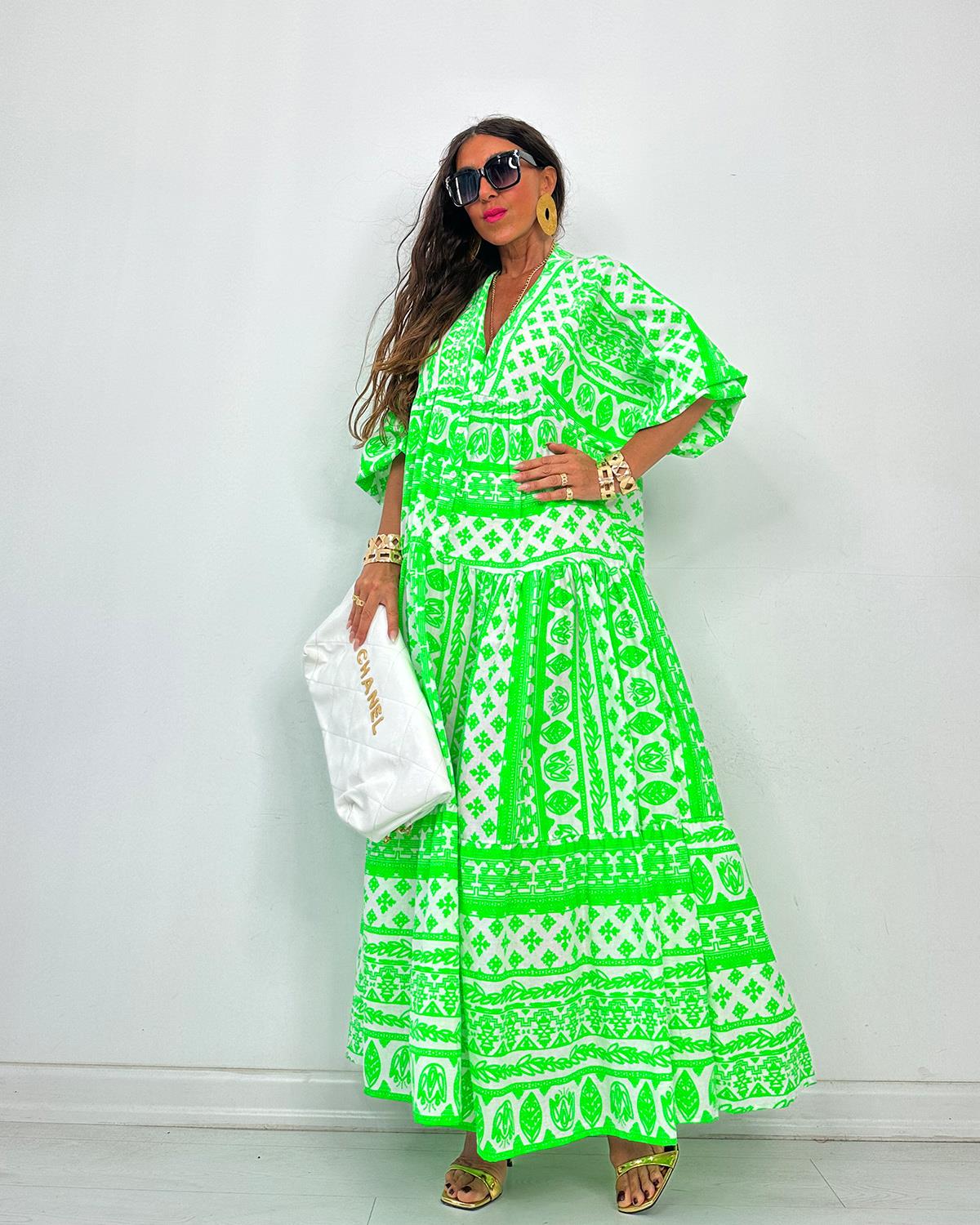 Neonli Elbise Yeşil 