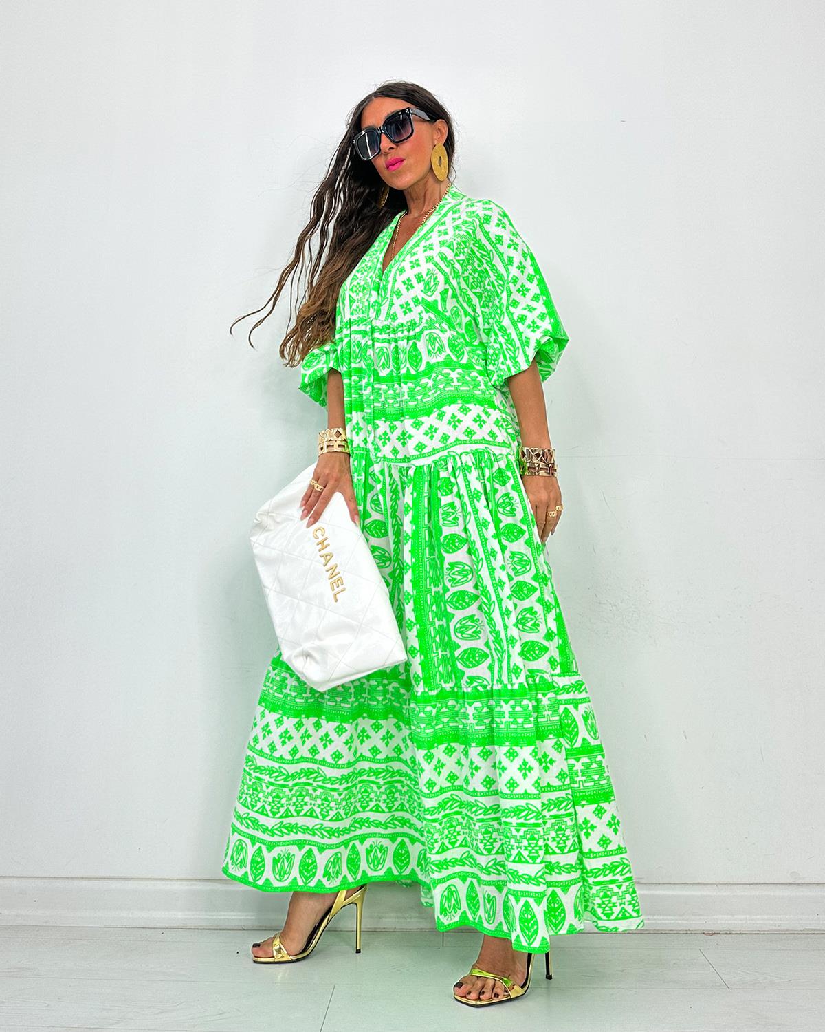 Neonli Elbise Yeşil 