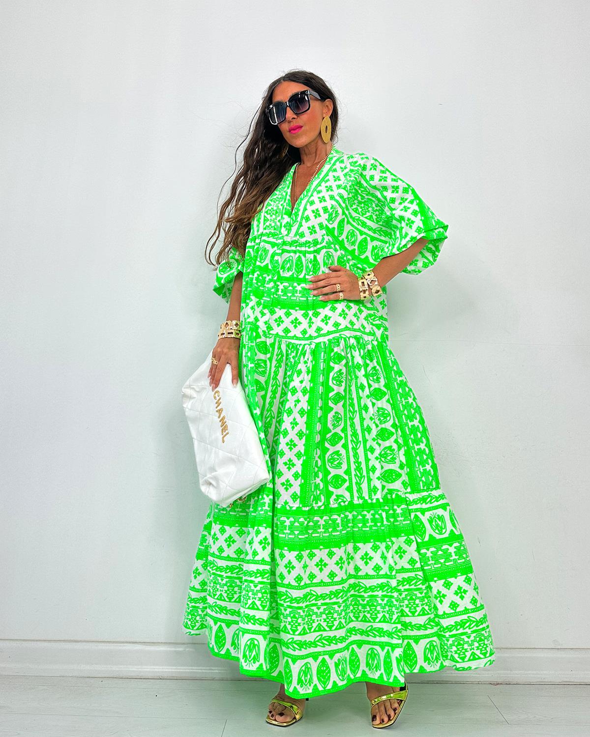 Neonli Elbise Yeşil 