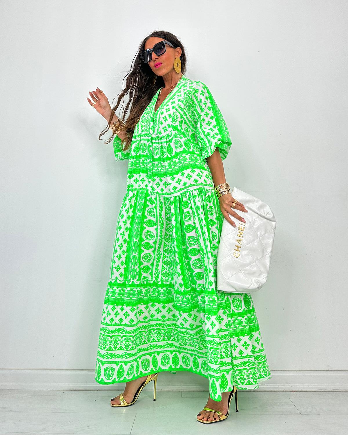 Neonli Elbise Yeşil 